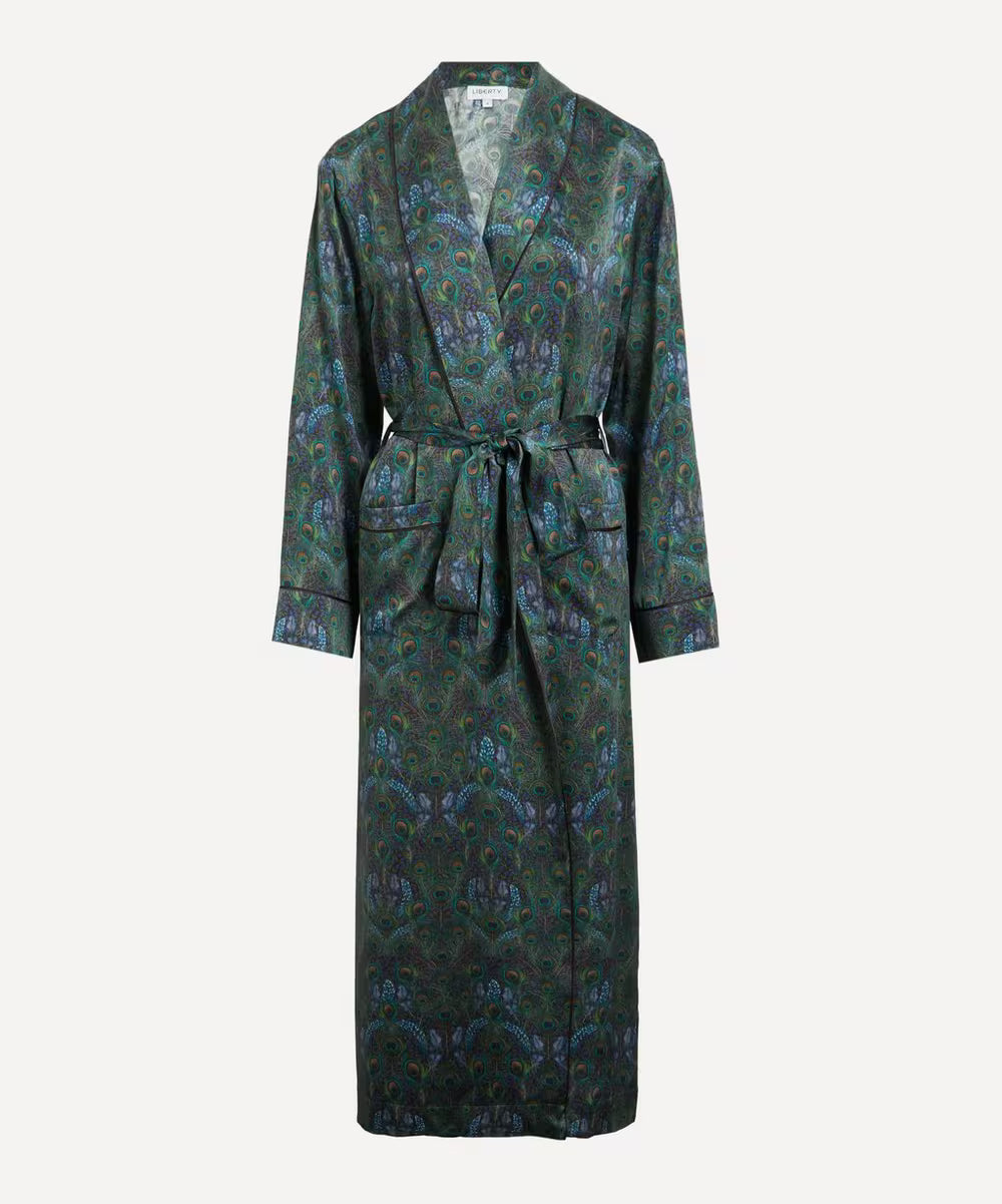 Liberty London Silk-Satin Robe - Peacock Manor, view 5