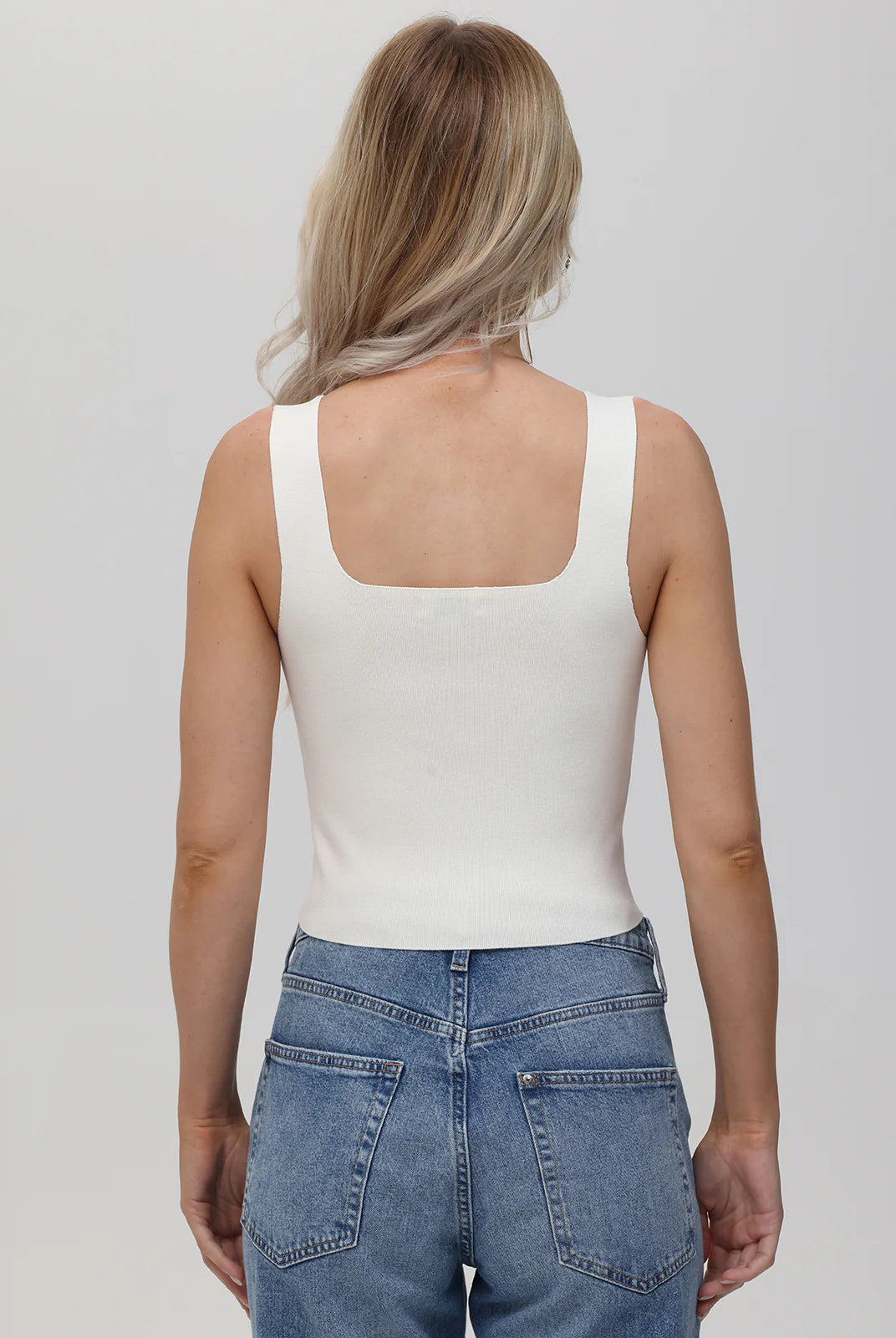 Eva Square Neck Tank - White by 525 America — alternate view