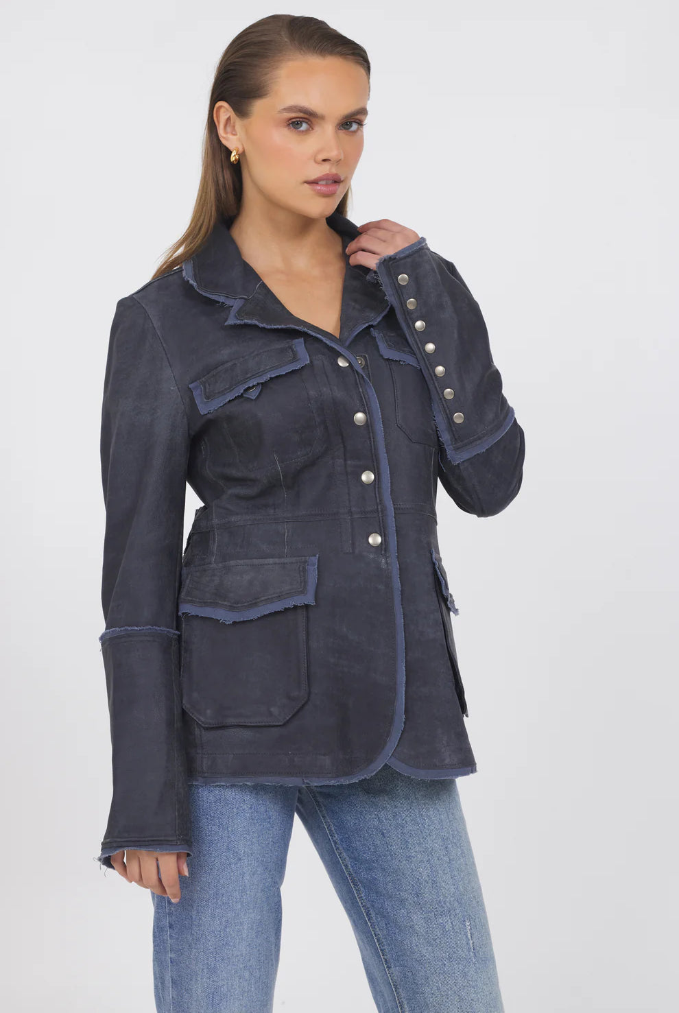 Meryl Distressed Leather Jacket - Indigo by Jakett | 25 South Boutiques