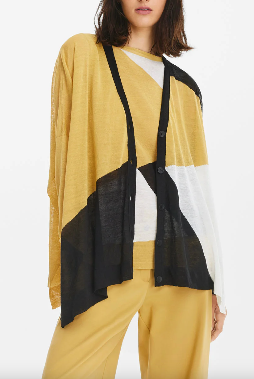 Patchwork Cardigan - Mustard by Sarah Pacini | 25 South Boutiques