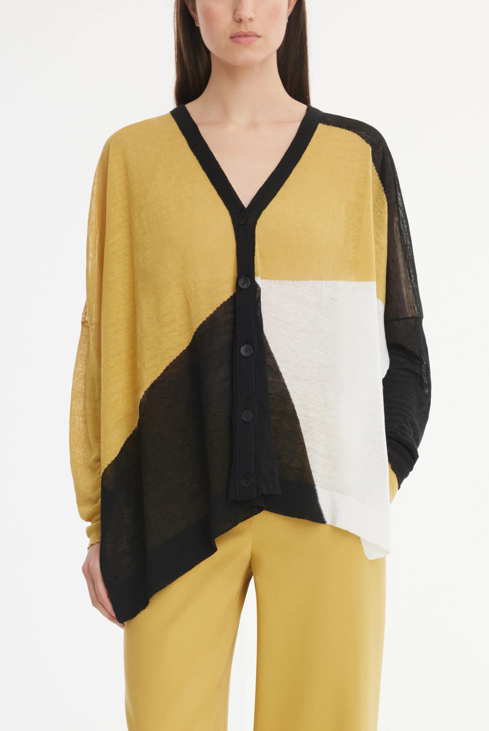Patchwork Cardigan - Mustard by Sarah Pacini — alternate view