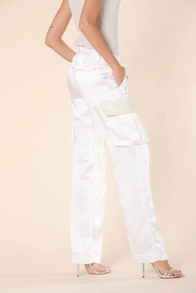 Victoria Satin Cargo Pant - Cream by Masons — view 5