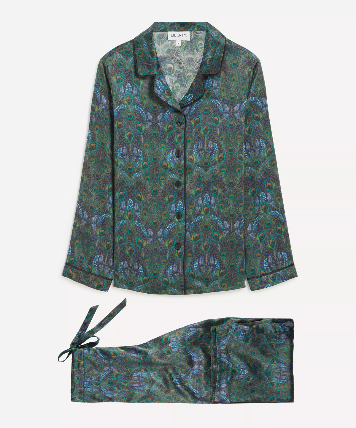 Liberty London Relaxed Silk-Satin Pyjama Set - Peacock Manor, view 5