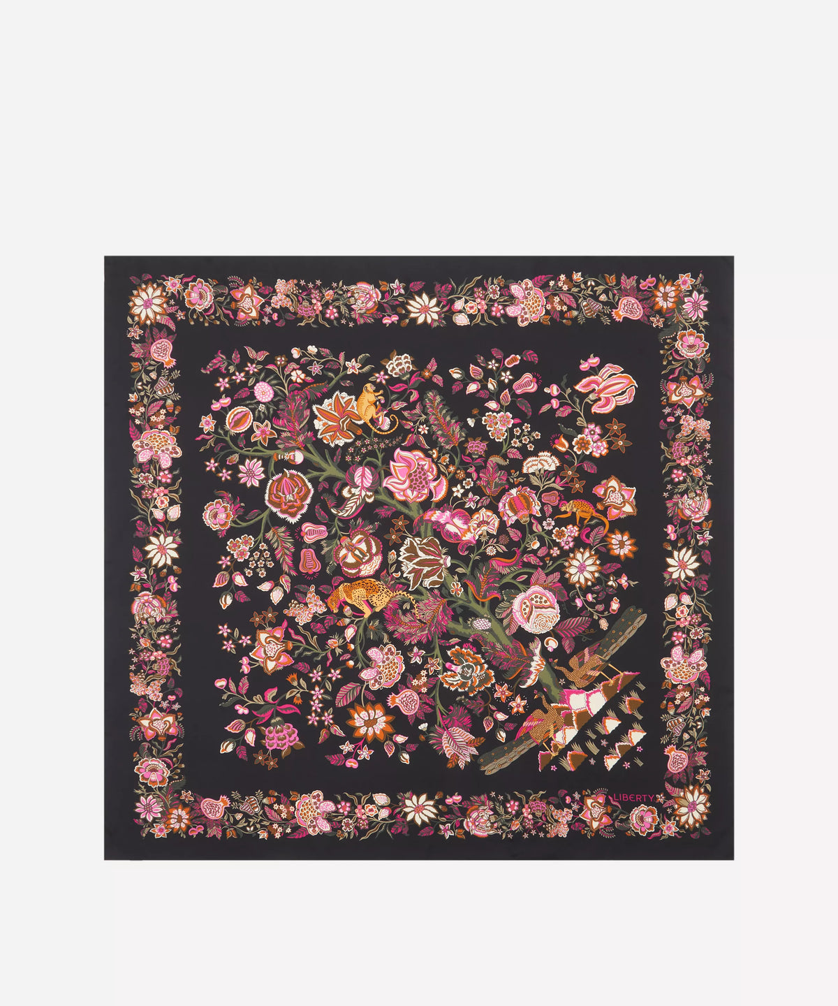 Liberty London Tropical Tree of Life Silk Scarf 90 - Black