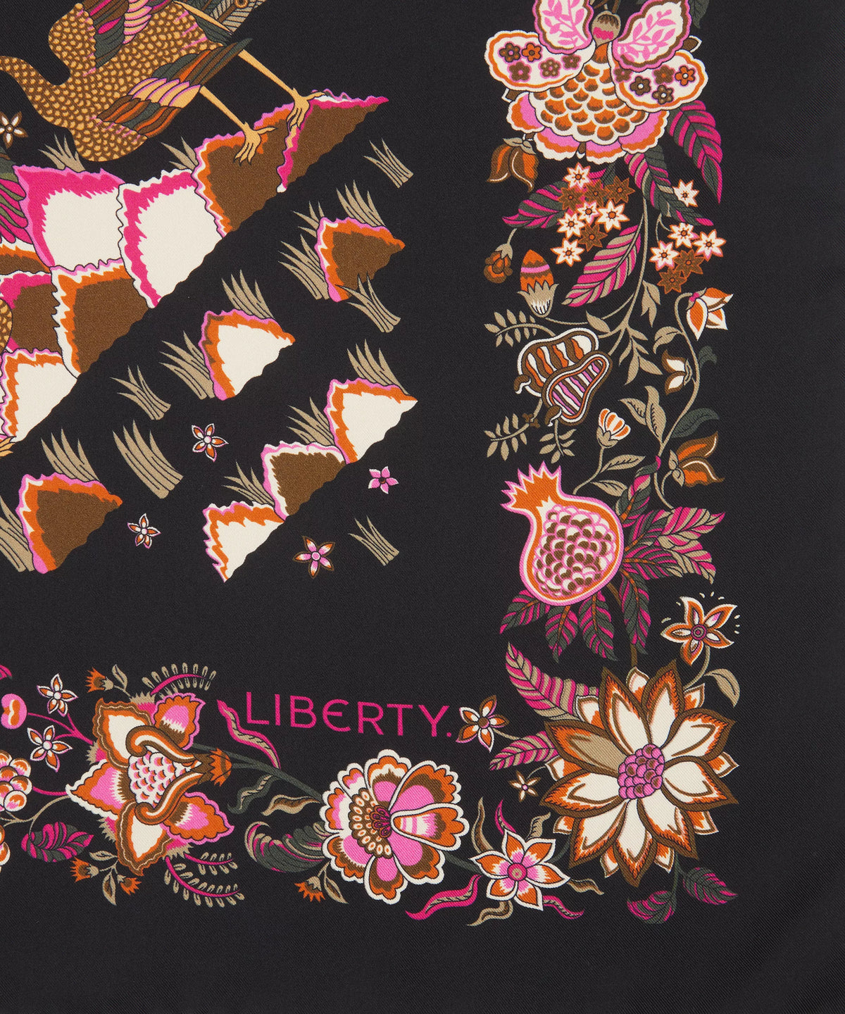 Liberty London Tropical Tree of Life Silk Scarf 90 - Black, view 4