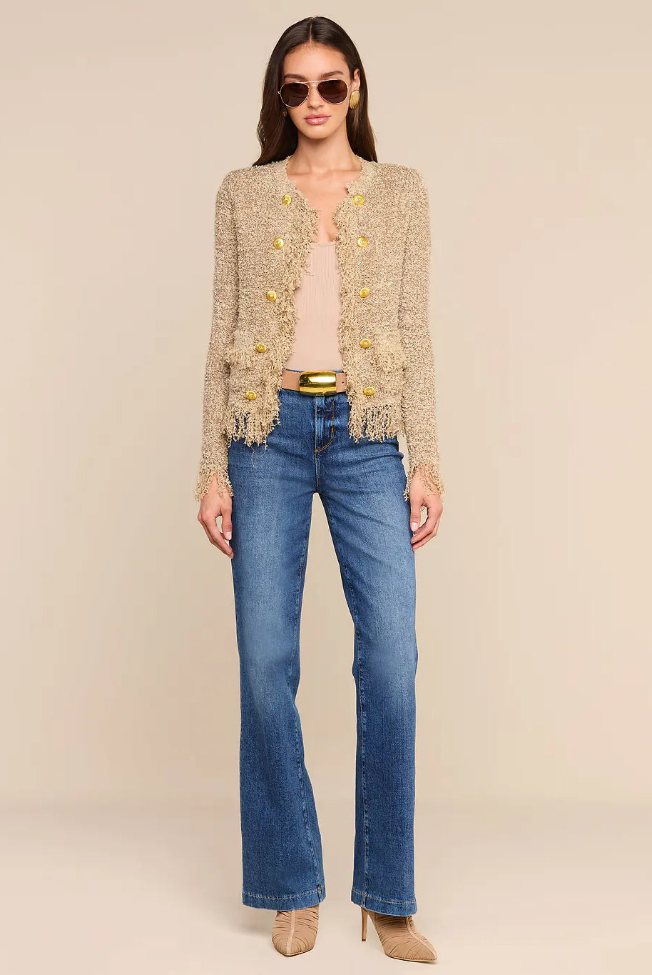 Mireille Fringe Cardigan - Natural by L'agence — view 3