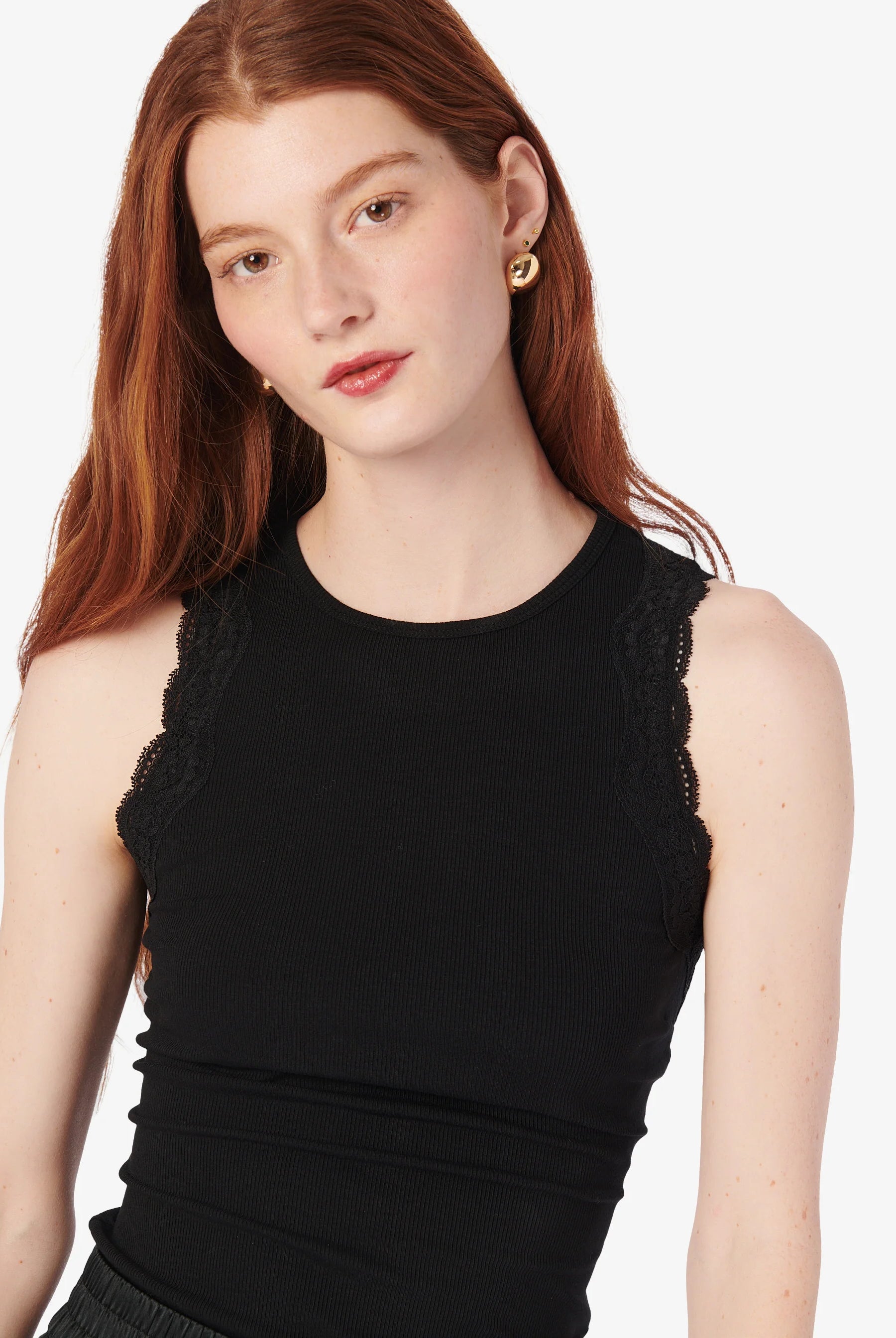 Rian Rib Knit Tank - Black by Cami NYC — view 3