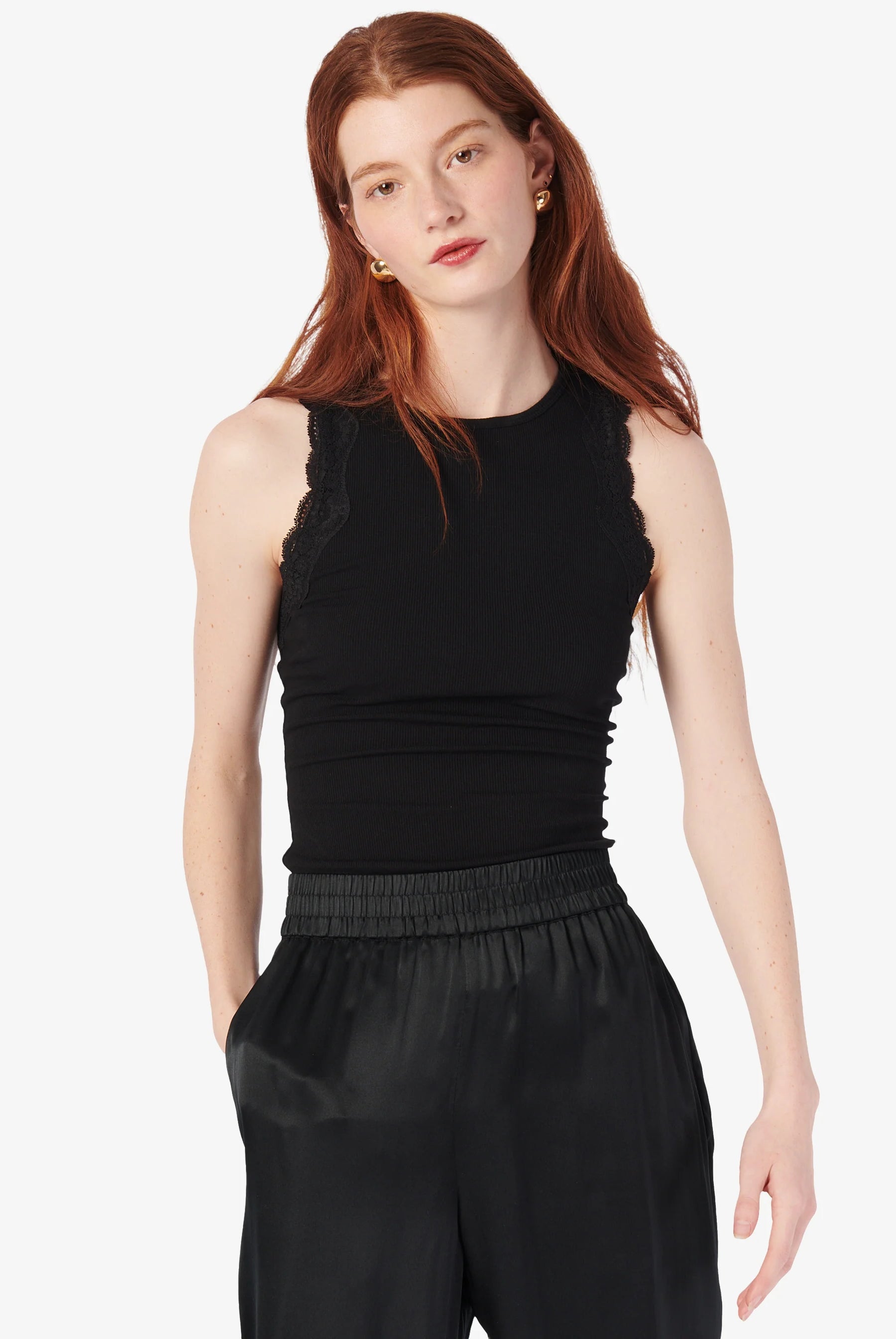 Rian Rib Knit Tank - Black by Cami NYC — alternate view