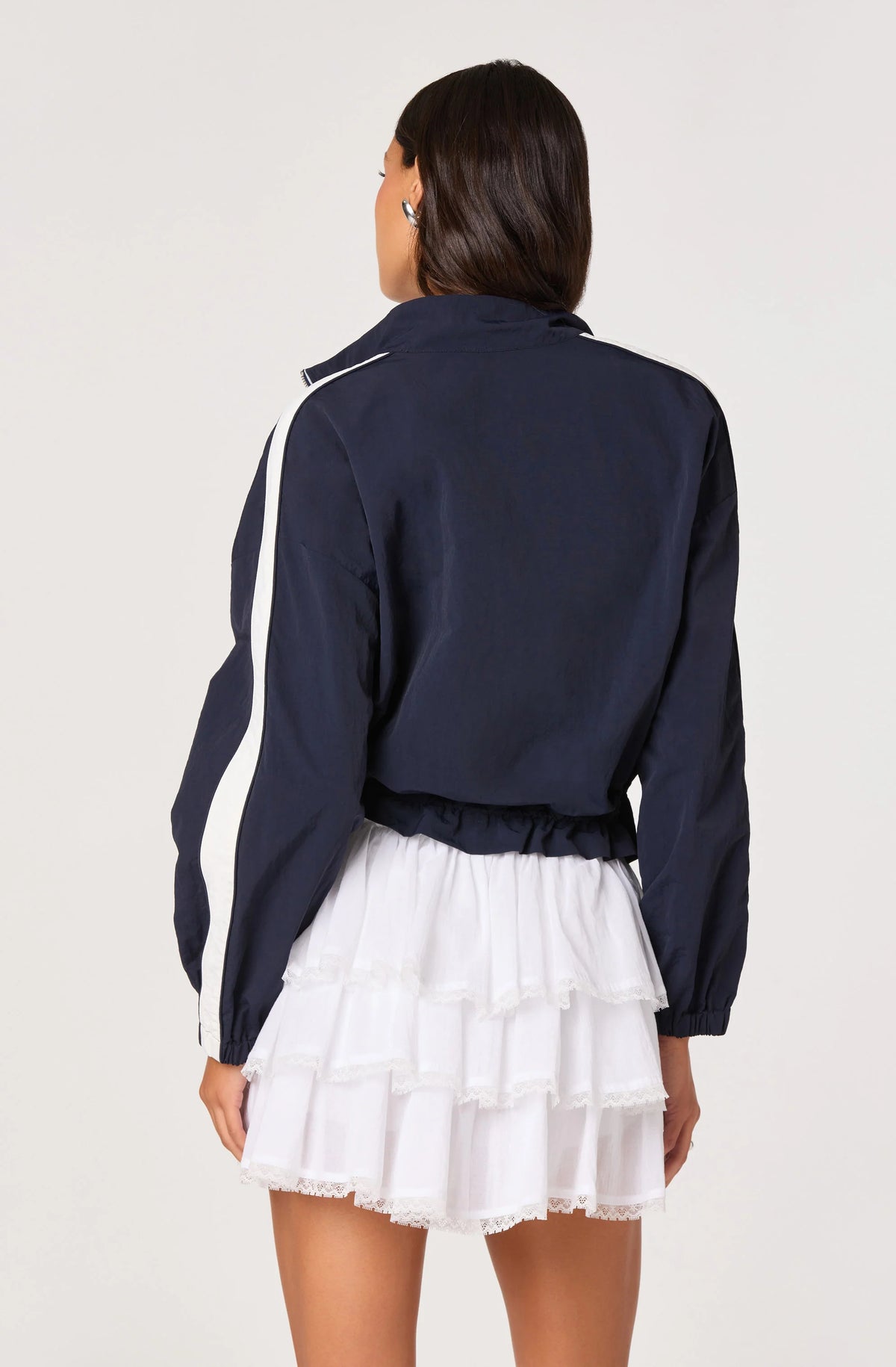 Teo Contrast Stripe Track Jacket - Navy by ASTR the Label — view 4