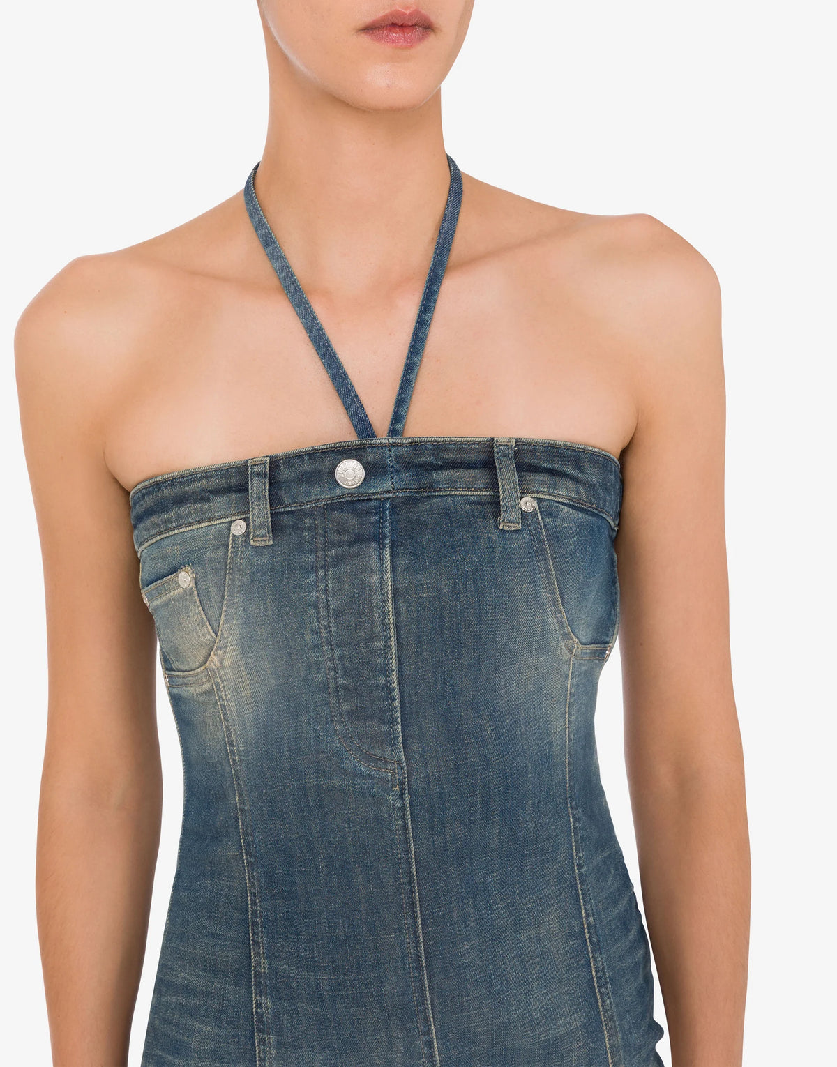 Denim Dress - Dark Denim by Moschino — view 5