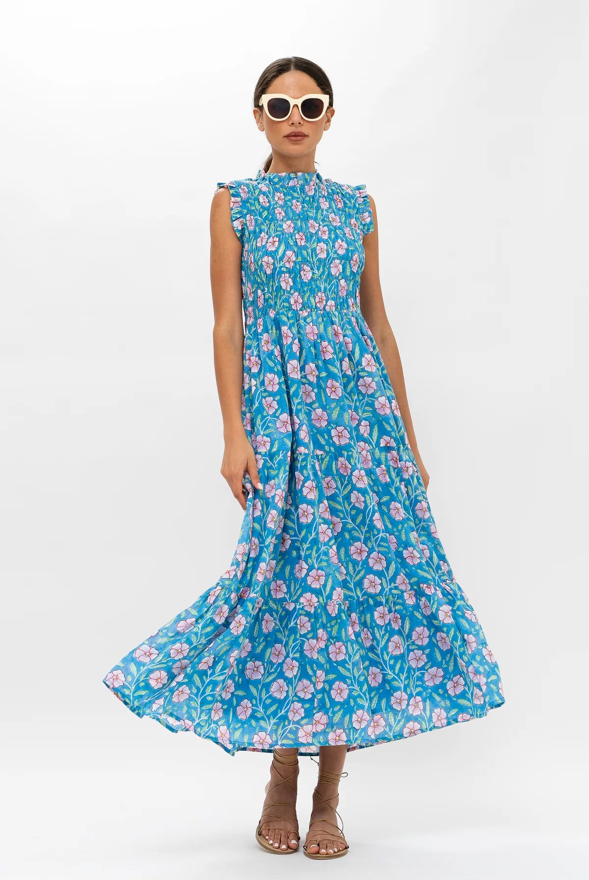 Sleeveless Smocked Maxi Dress - Amalfi Blue by Oliphant | 25 South Boutiques