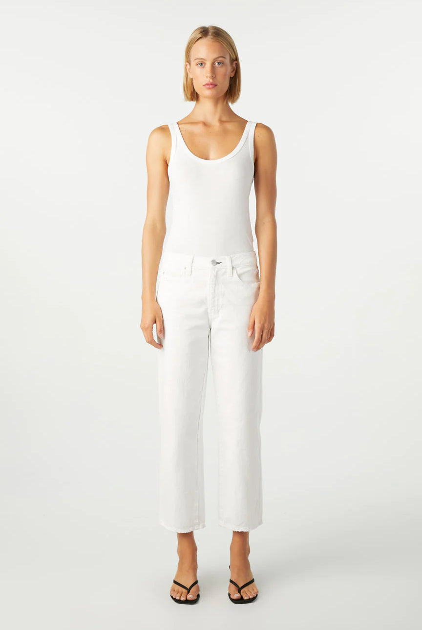 Billie Wide Straight Leg Crop Jean - Alabaster by AMO | 25 South Boutiques