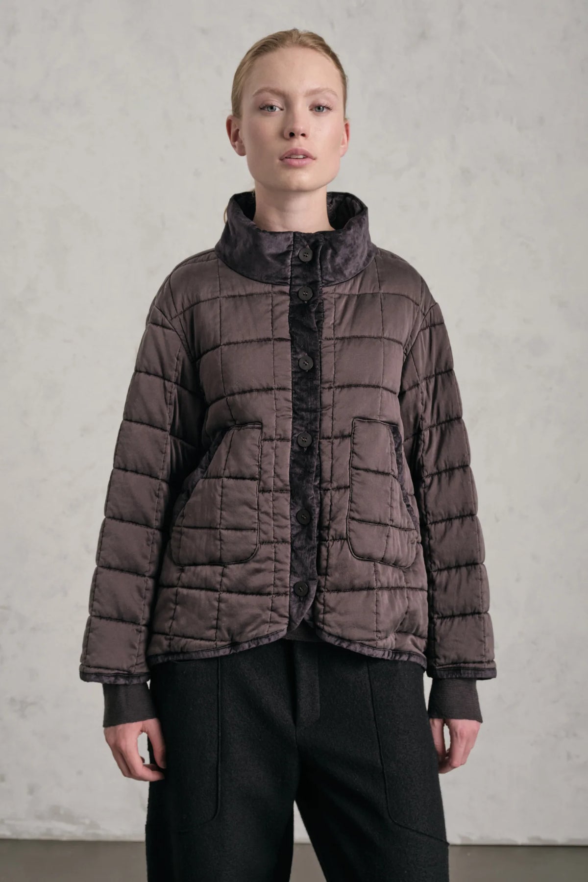 Transit Par-Such Silk Quilted Padded Coat - Choco