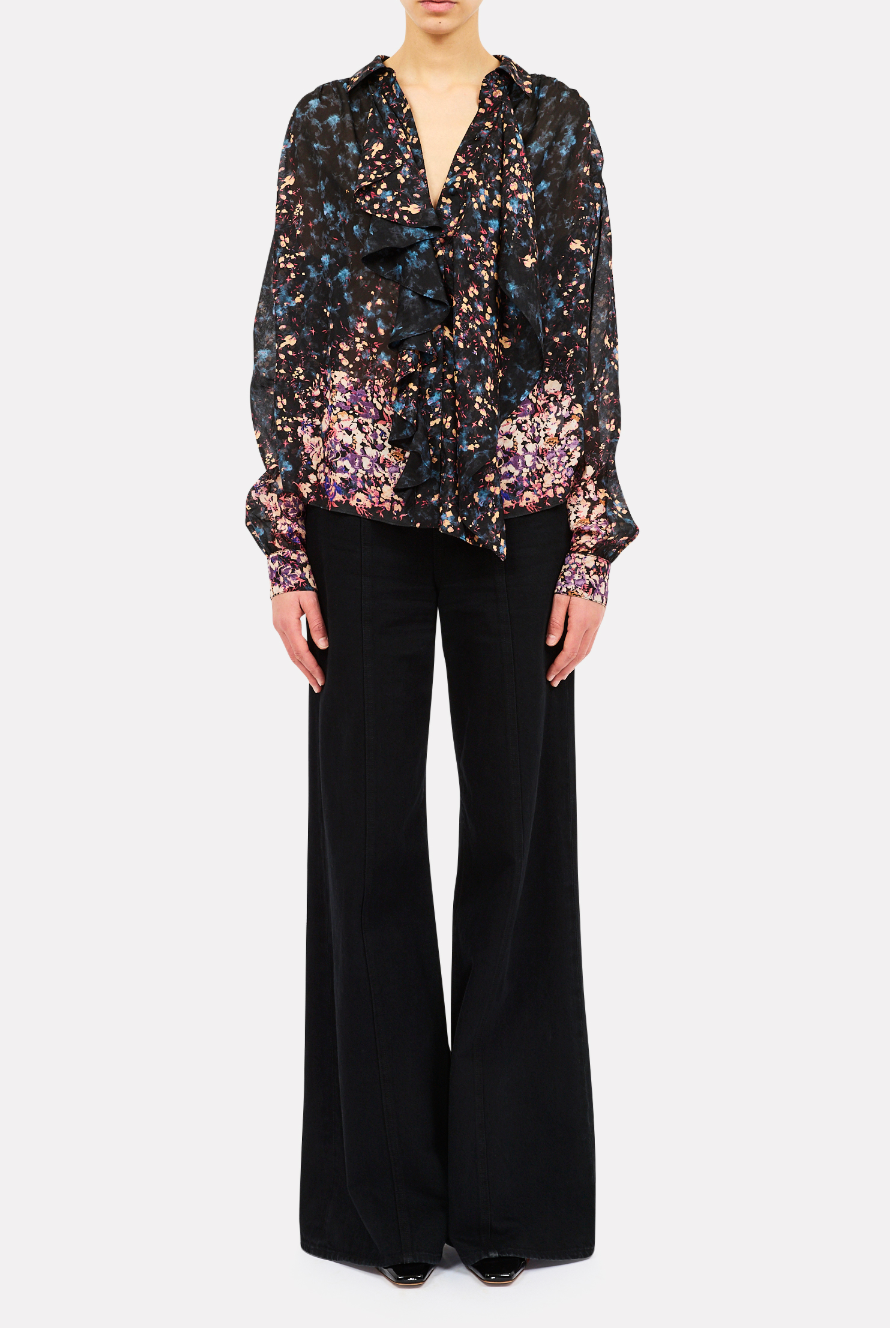 Gesture Long Sleeve Silk Blouse - Eclipse by Ulla Johnson — view 3