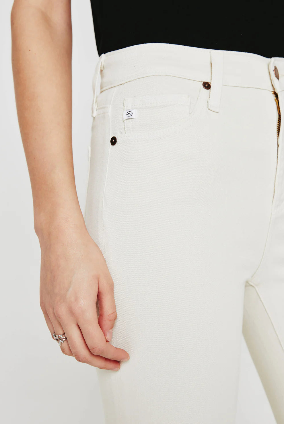 Mari Crop High-Rise Slim Straight Jean - White Cream by Adriano Goldschmied AG — view 4
