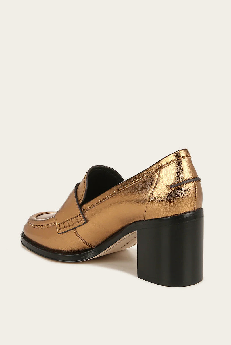 Penny Leather Loafer Heel - Dark Gold by Veronica Beard — view 3