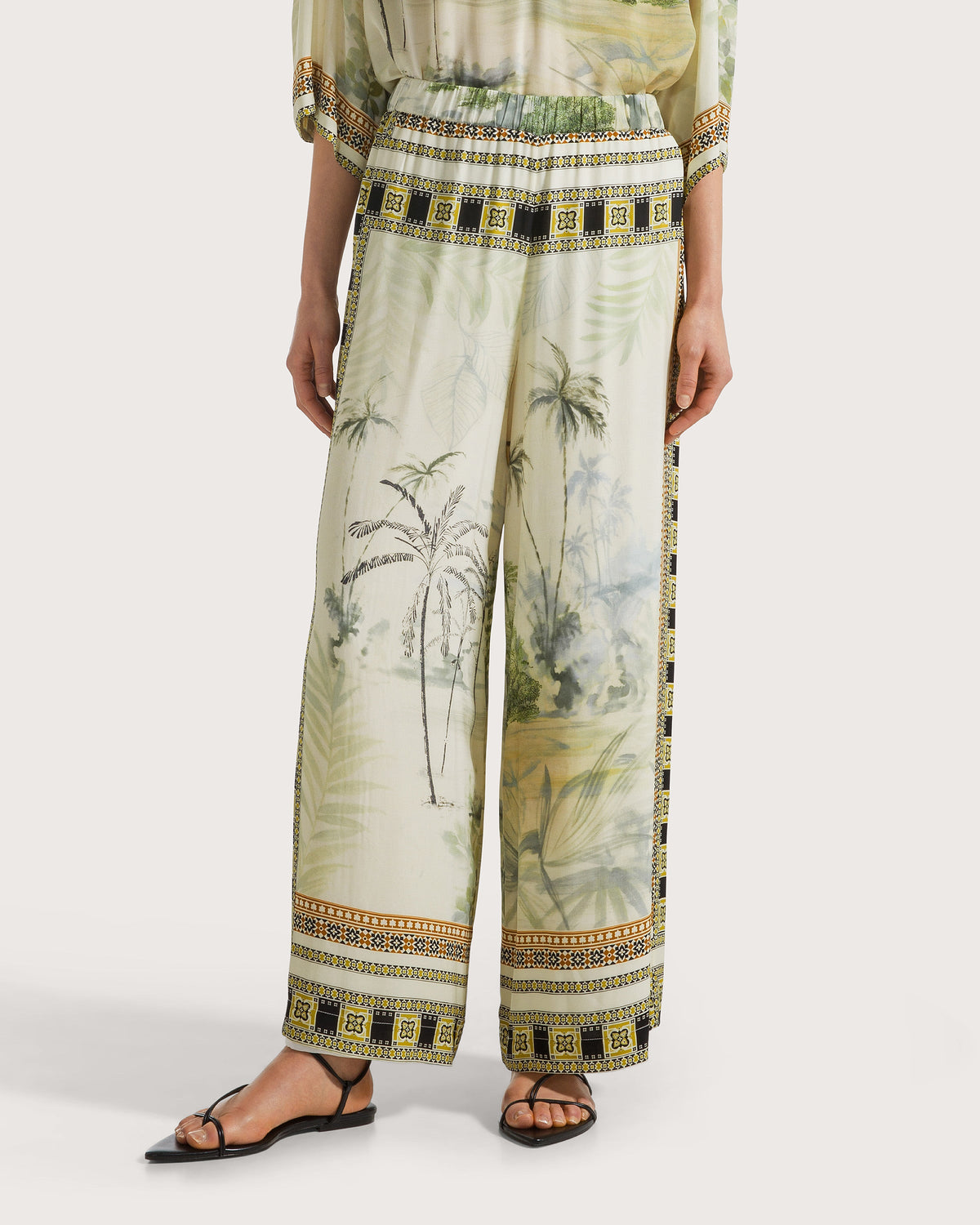 Printed Elasticated Pants - Taupe by Seventy Venezia — alternate view