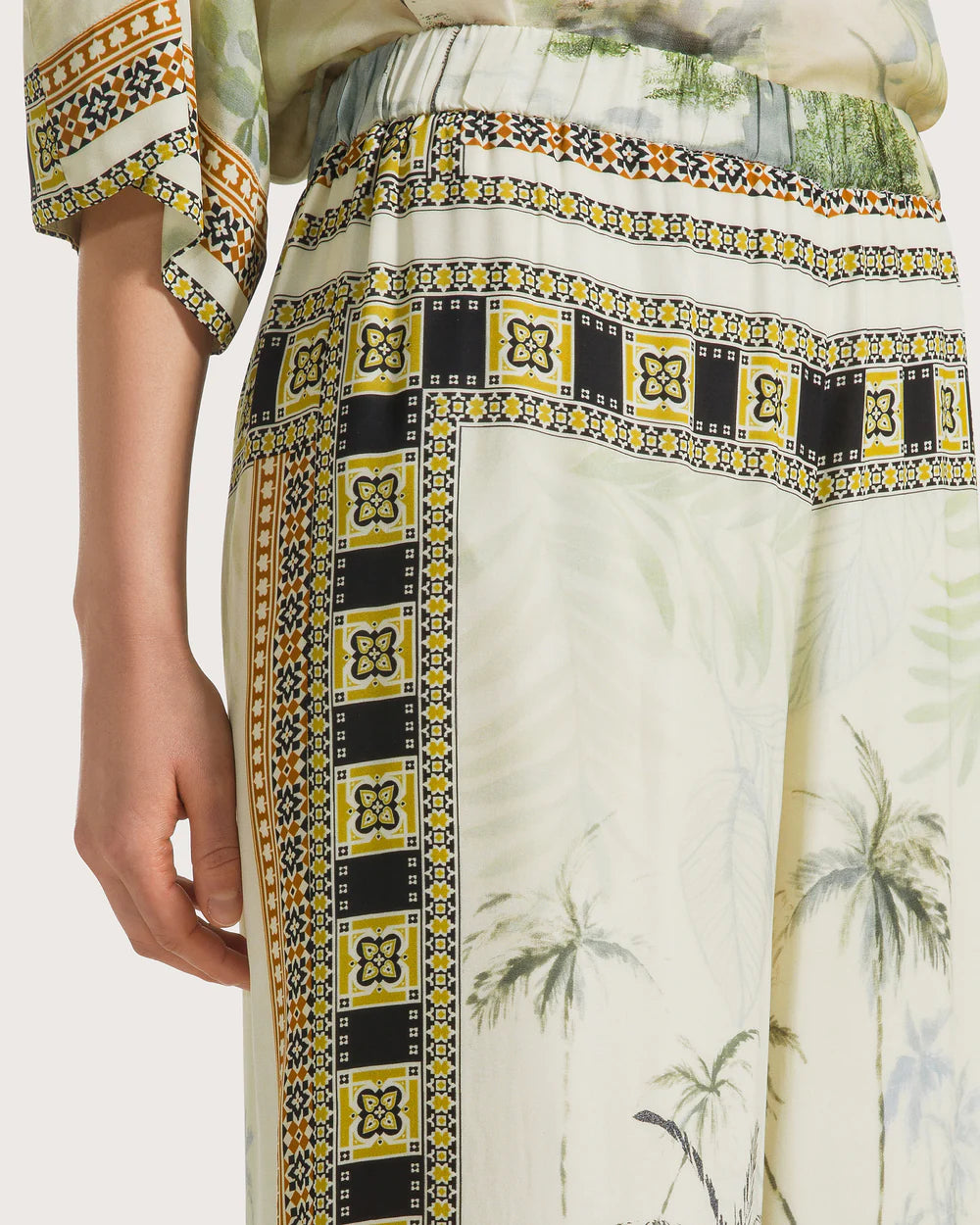 Printed Elasticated Pants - Taupe by Seventy Venezia — view 3