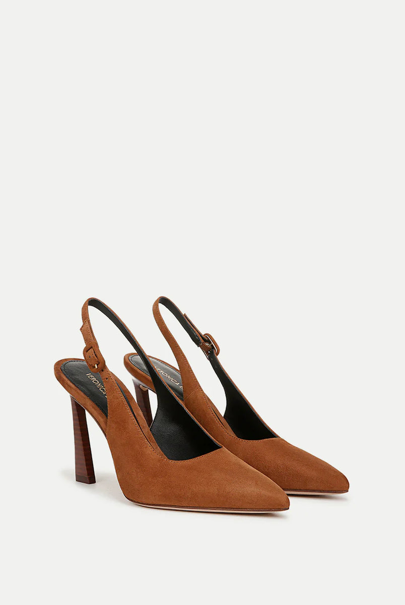 Callie Suede Slingback Pump - Caramel by Veronica Beard — alternate view