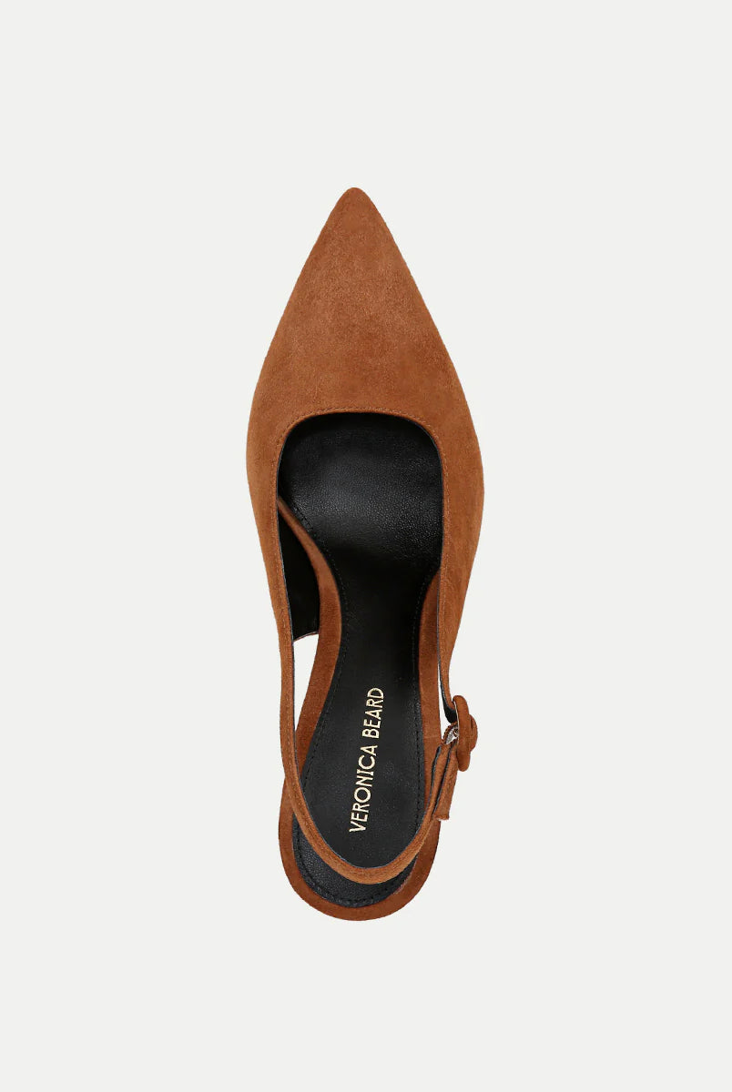 Callie Suede Slingback Pump - Caramel by Veronica Beard — view 3
