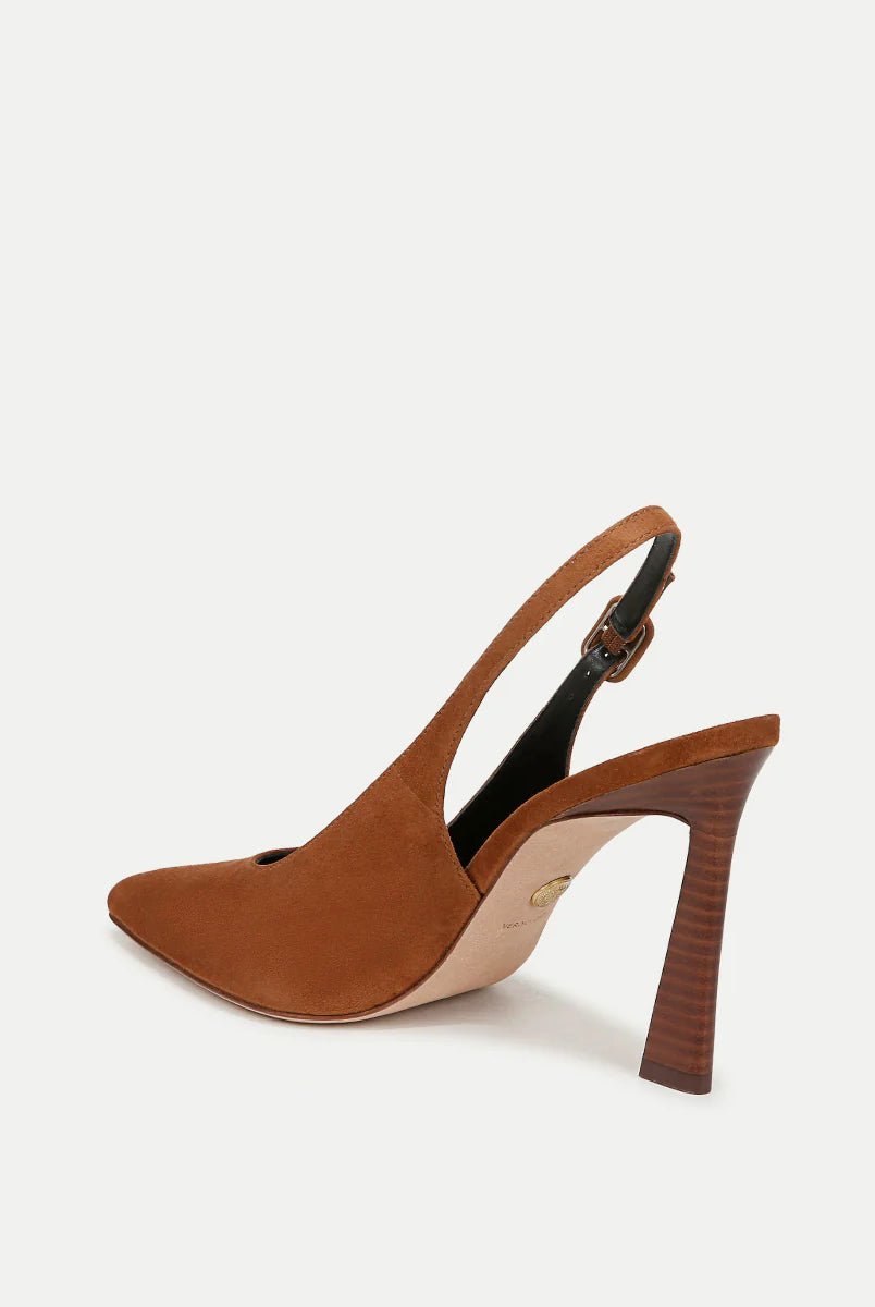 Callie Suede Slingback Pump - Caramel by Veronica Beard — view 4