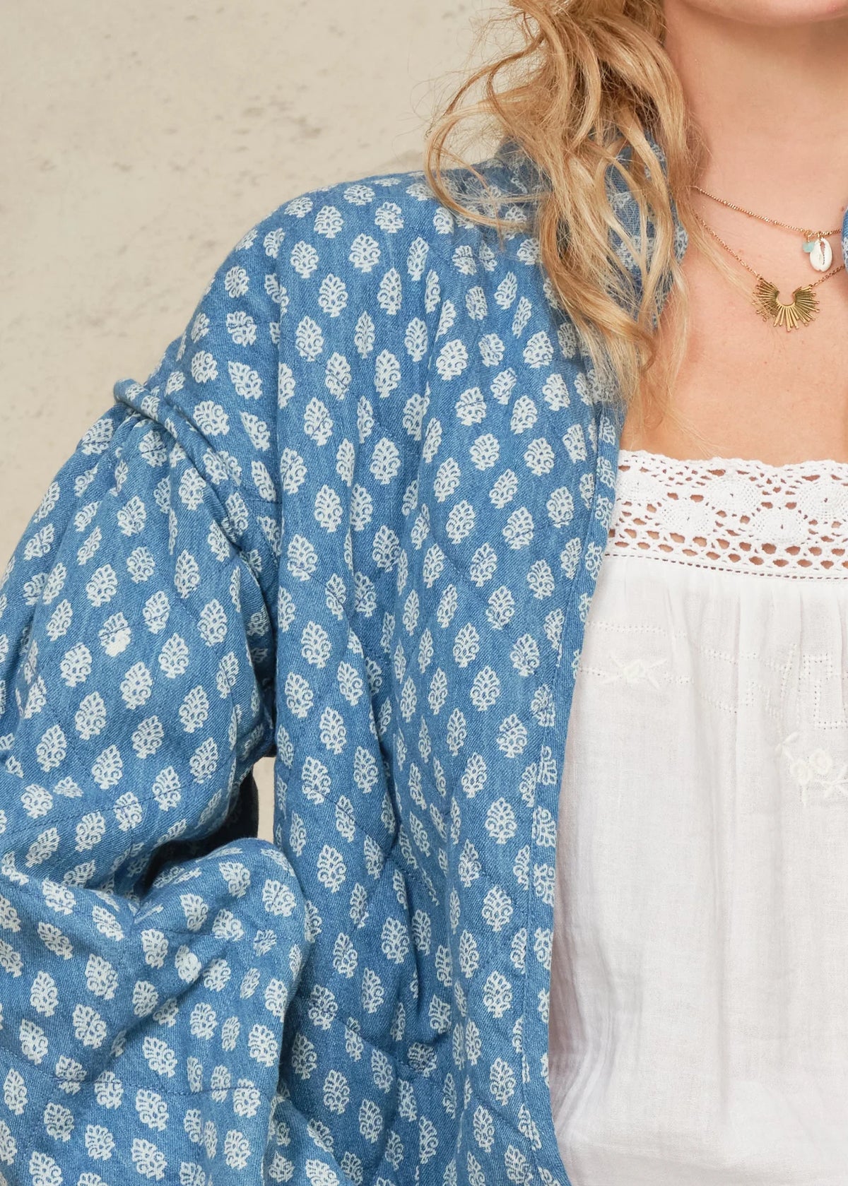 Jenna Quilted Jacket - Blue by M.A.B.E — alternate view