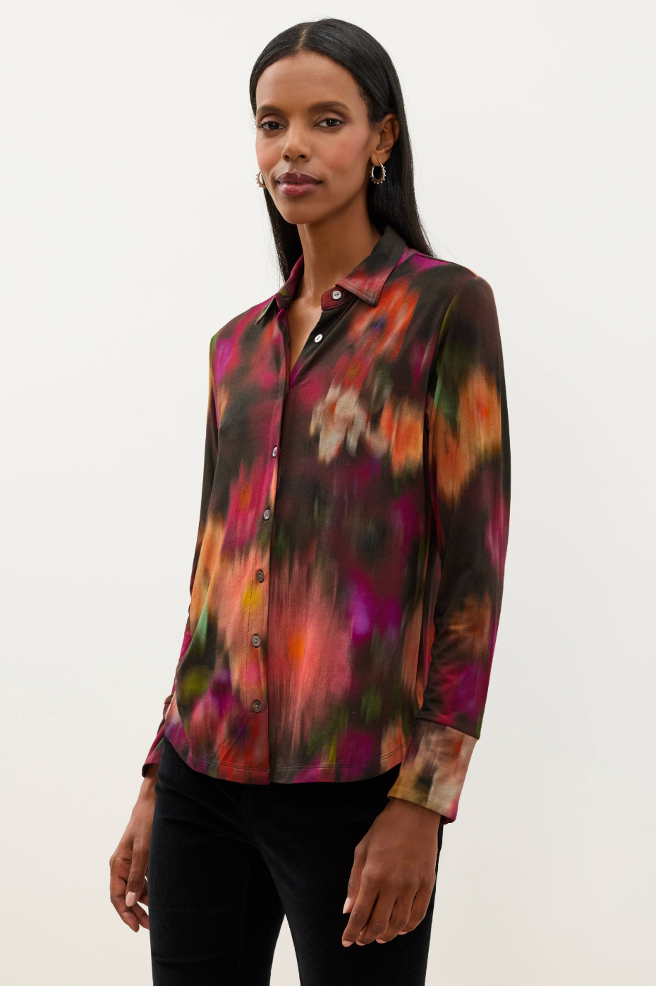 Johnny Was Janie Favorite Button Front Shirt - Florenda Dark, view 2