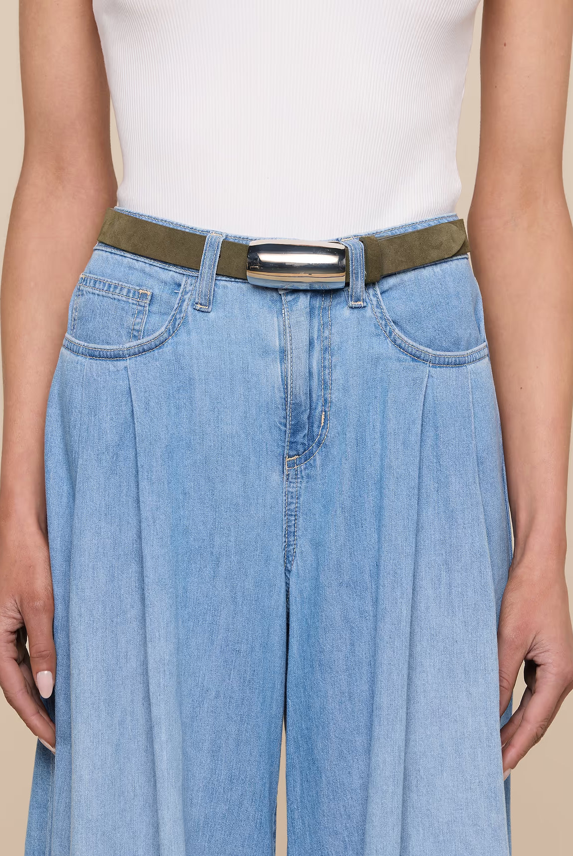 Marlowe Suede Belt - Olive Suede by L'agence — alternate view