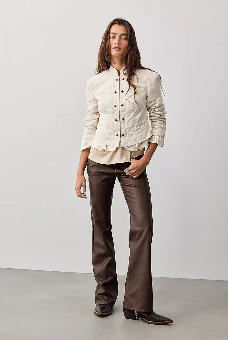 Cloud Nine Ruffle Band Jacket - Tea Combo by Free People — alternate view