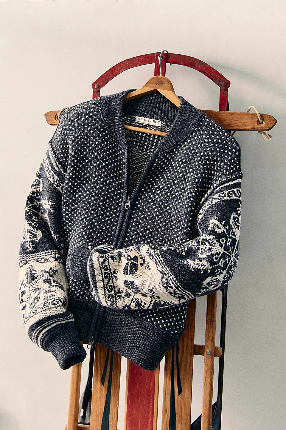 Isle Tide Knit Zip-Up - Charcoal Combo by Free People — view 5