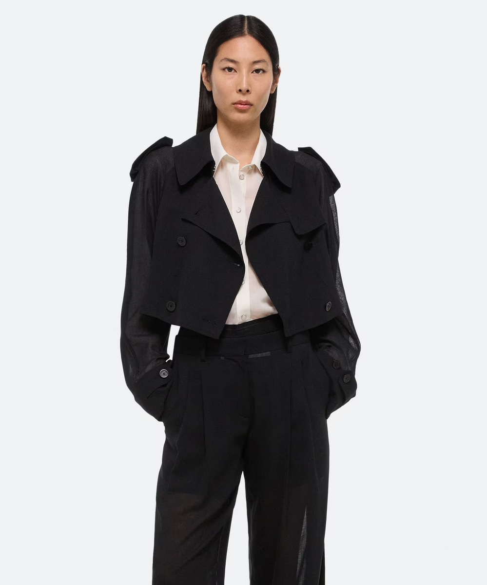 CROPPED MINI ジャケット　黒　ブラック　BLK Cropped Trench Coat - Black – 25 South Boutiques