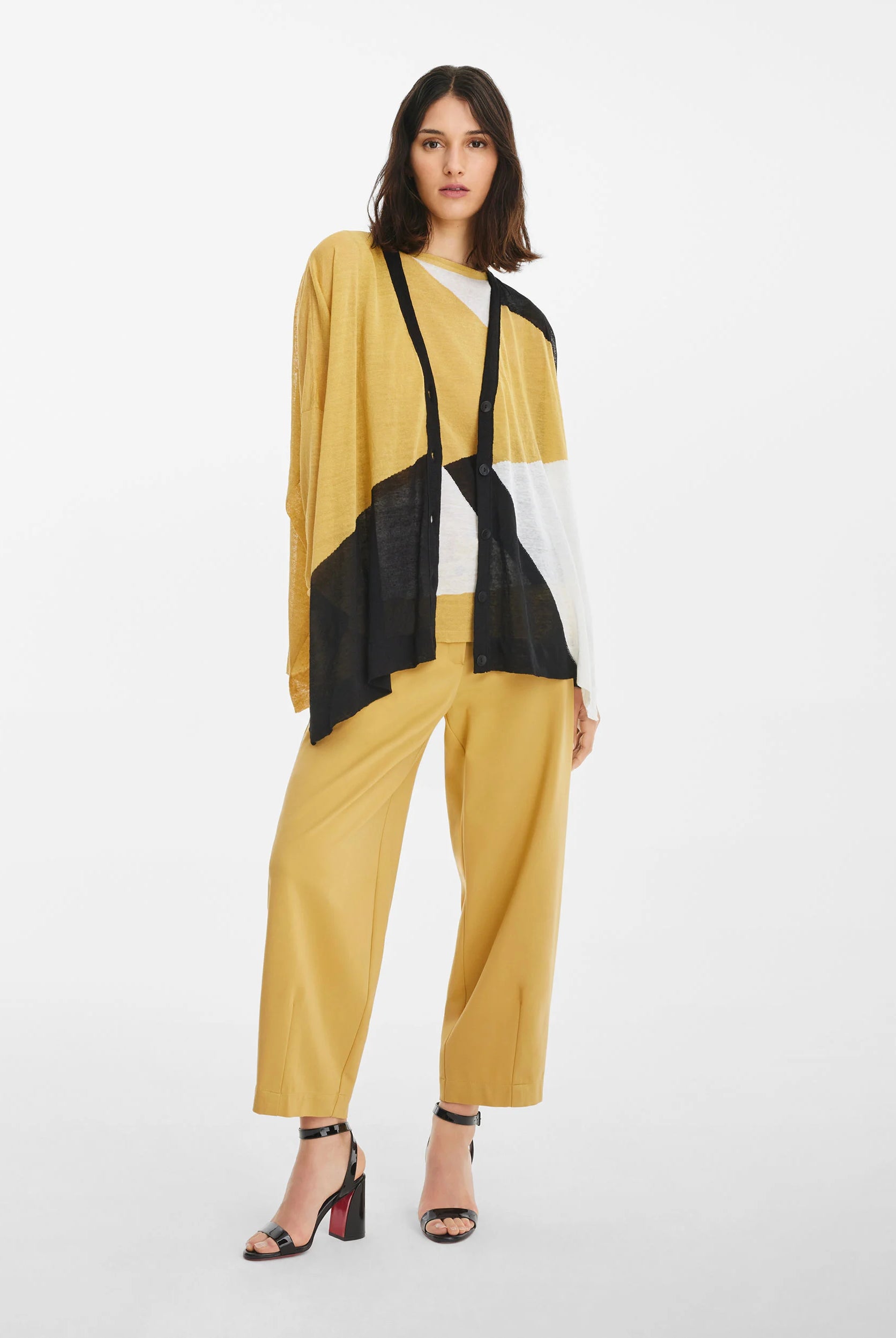 Patchwork Cardigan - Mustard by Sarah Pacini — view 6