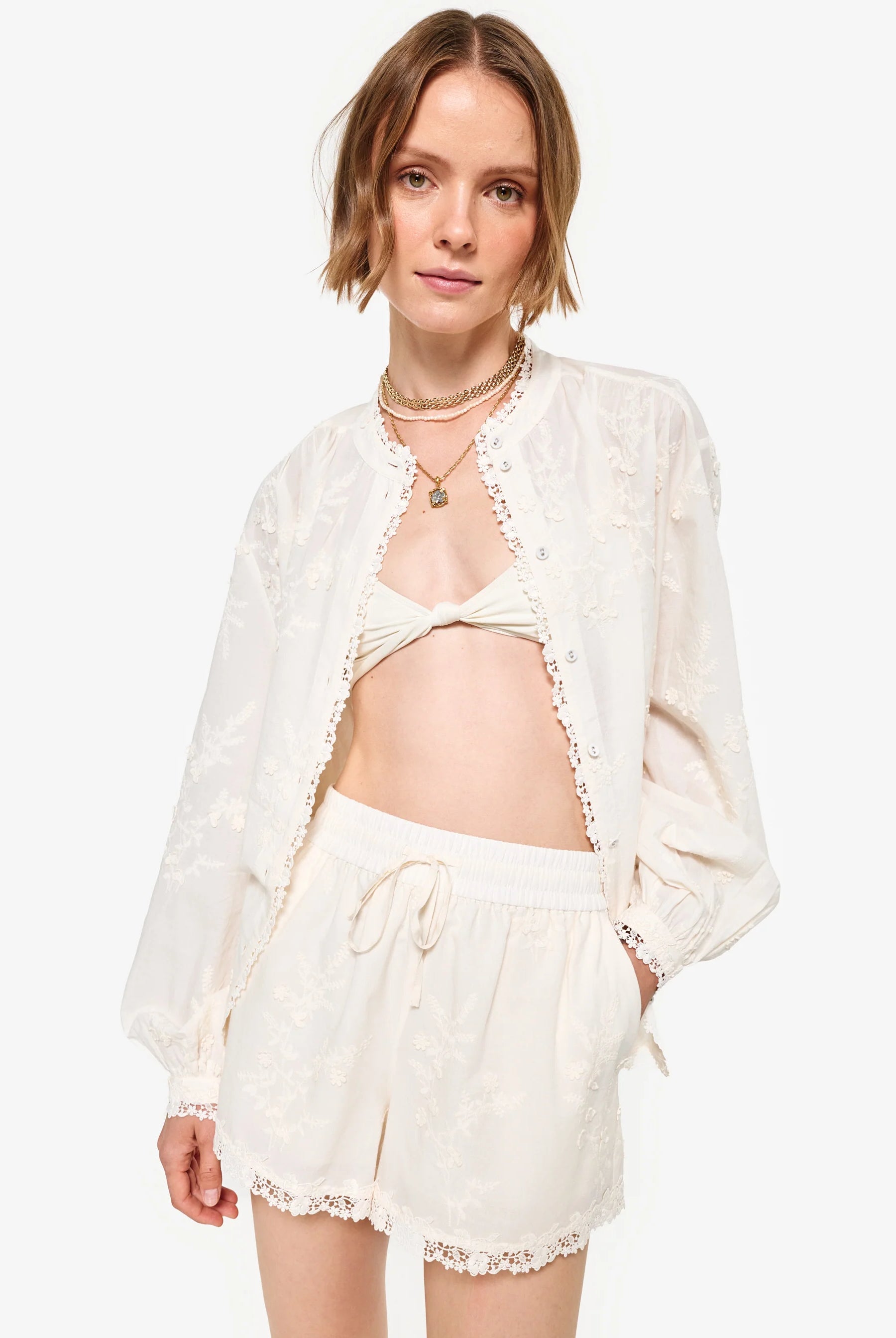 Palmyra Cotton Blouse - Macadamia by Cami NYC — alternate view