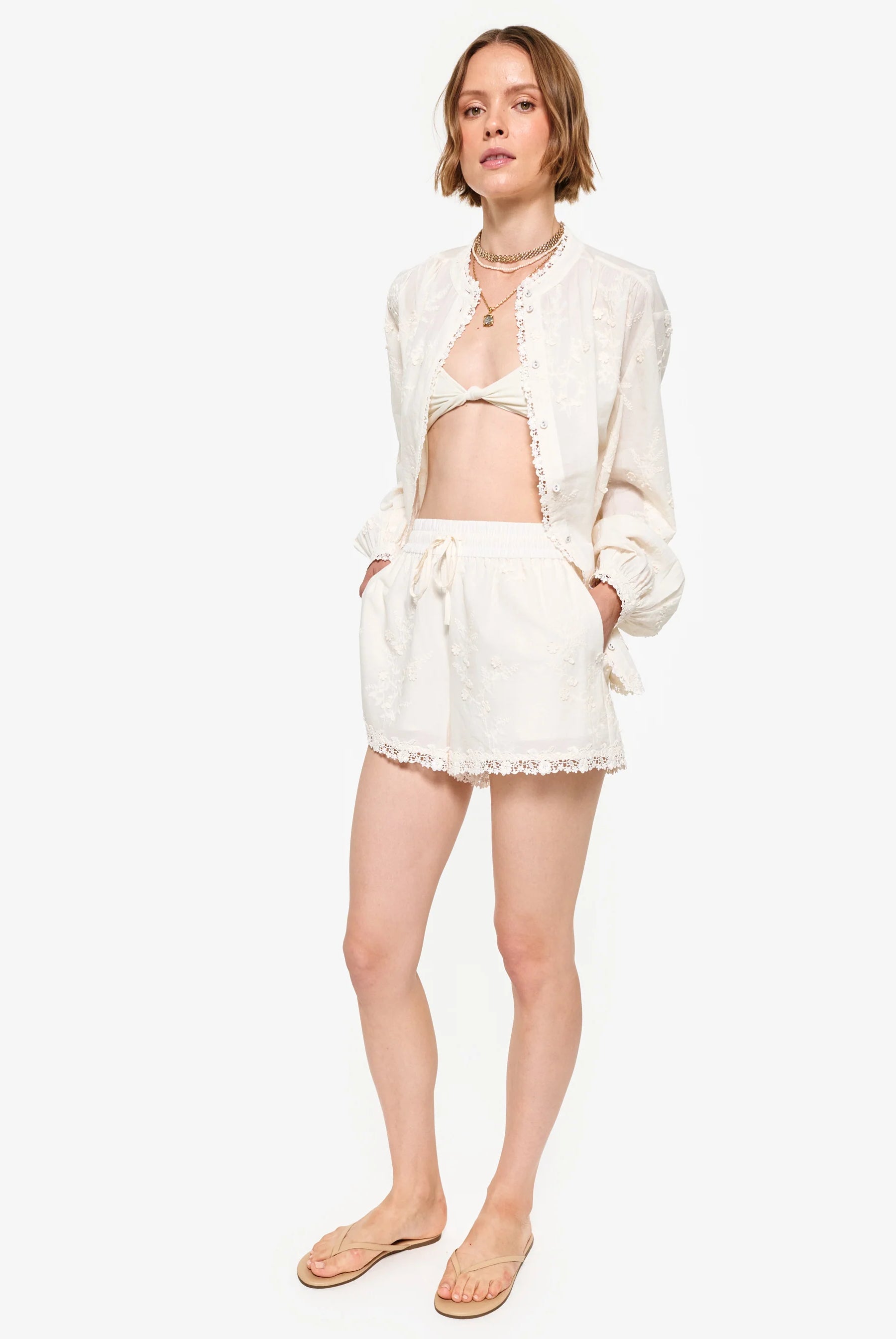 Palmyra Cotton Blouse - Macadamia by Cami NYC — view 4