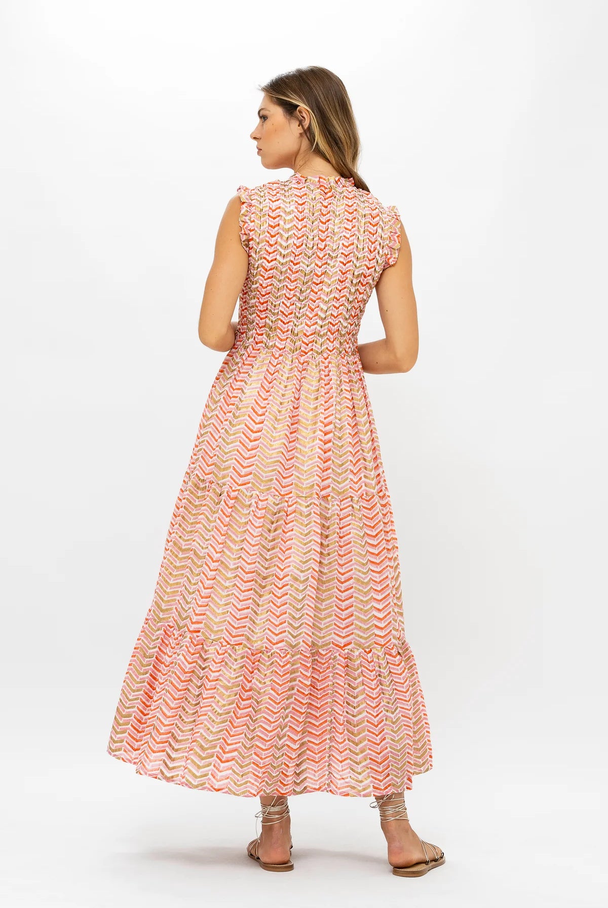 Sleeveless Smocked Maxi Dress - Sonoma Orange by Oliphant — alternate view