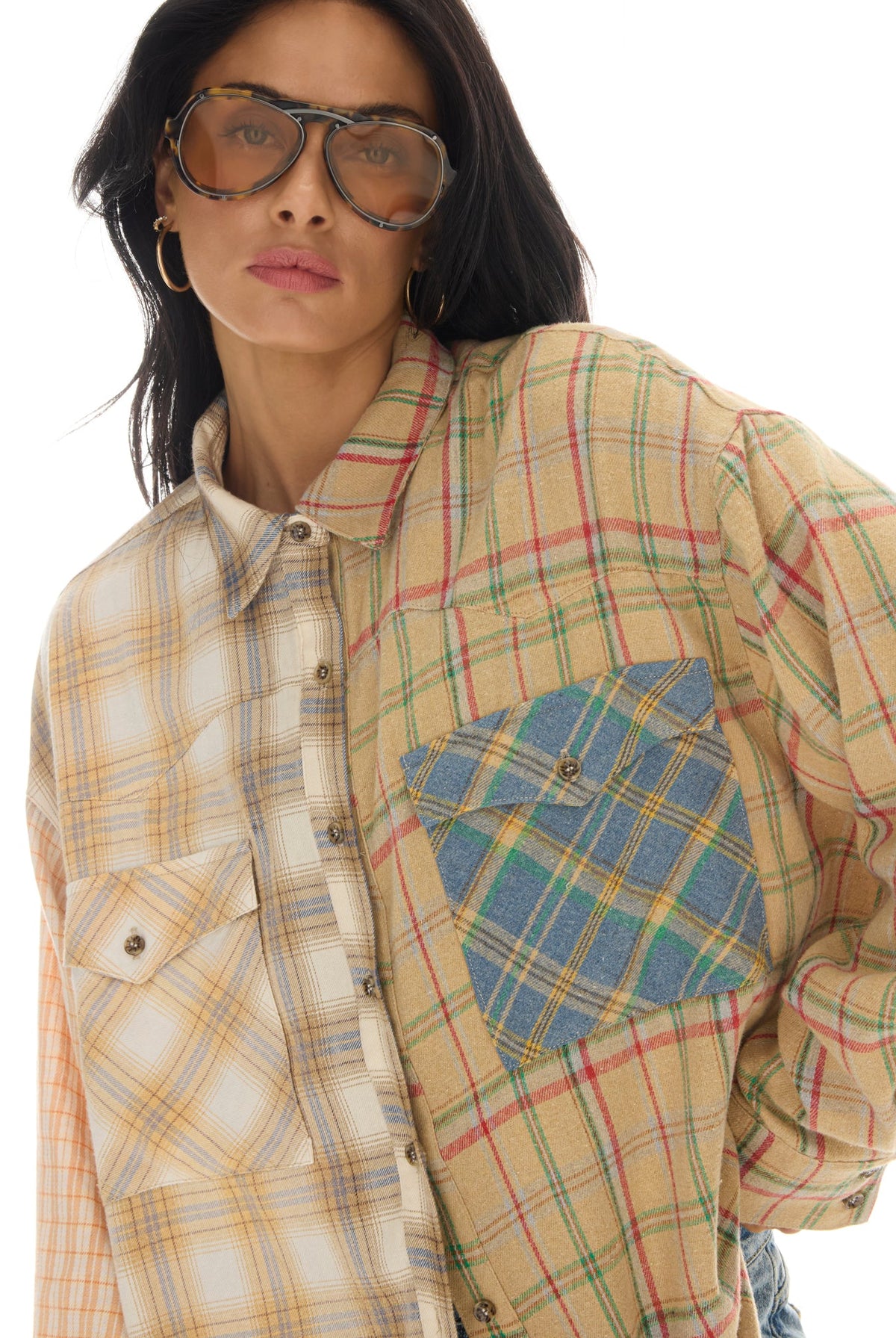 Half N Half Teddy Western Shirt - Cream by The Tales — view 5