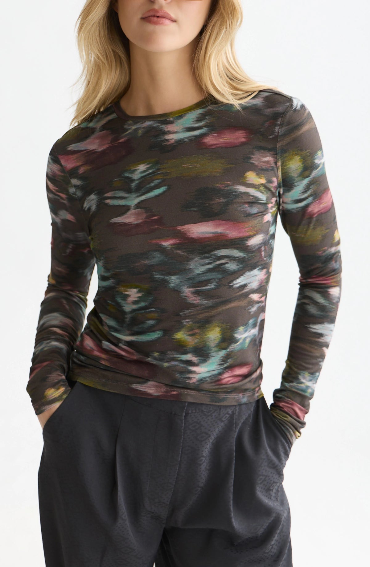 Scotch & Soda Printed Long Sleeve Shirt - Glitch Dream Forest Night