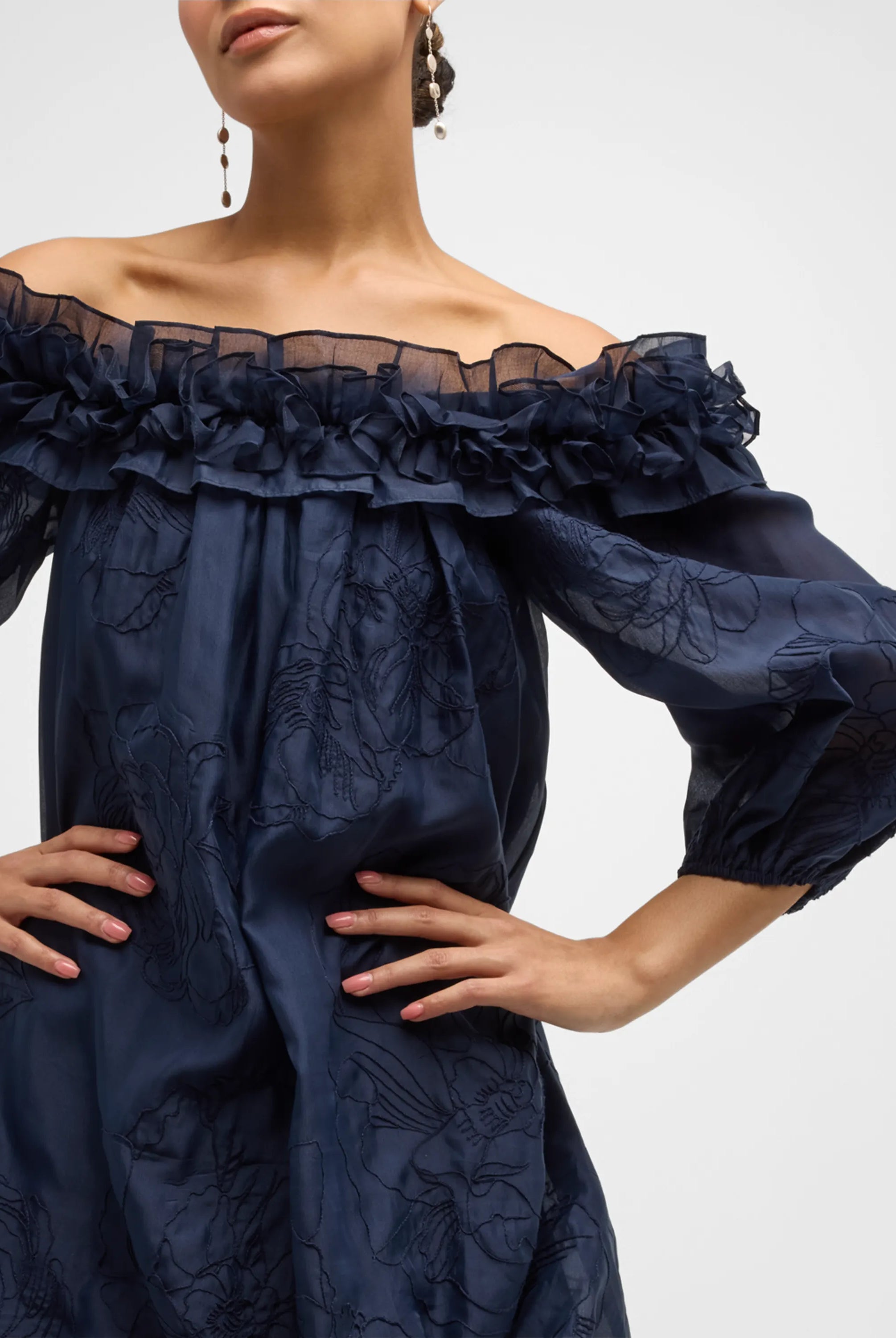 Nava Embroidered Dress - Navy by Cinq A Sept — alternate view