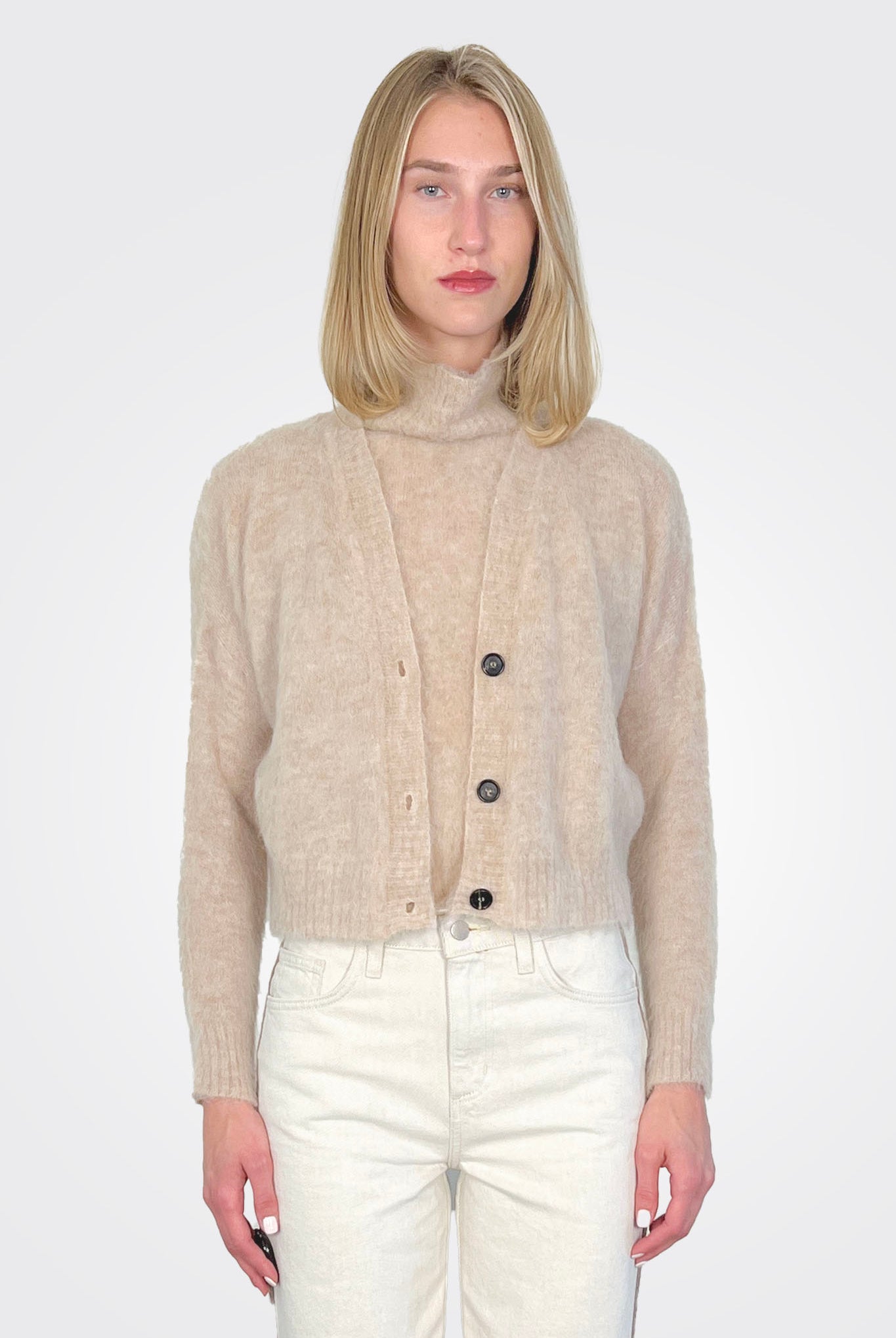 Wool Alpaca Soft Cardigan - Beige by D. Exterior | 25 South Boutiques