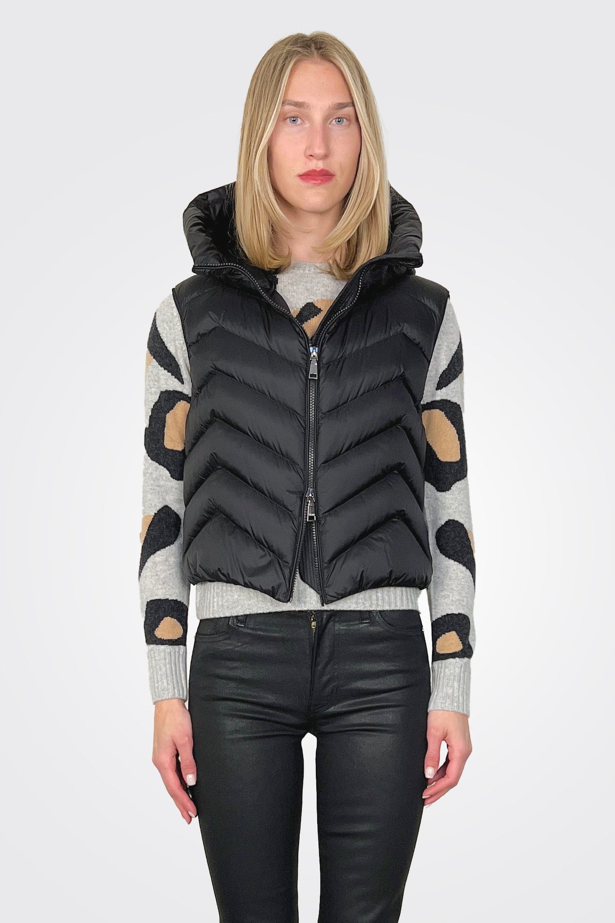 Puffer Hooded Vest - Black by Seventy Venezia — alternate view