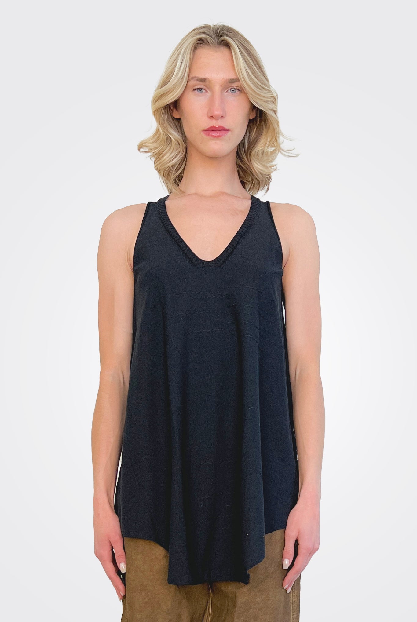 V Neck Asym Tank - Black by Serie Numerica | 25 South Boutiques