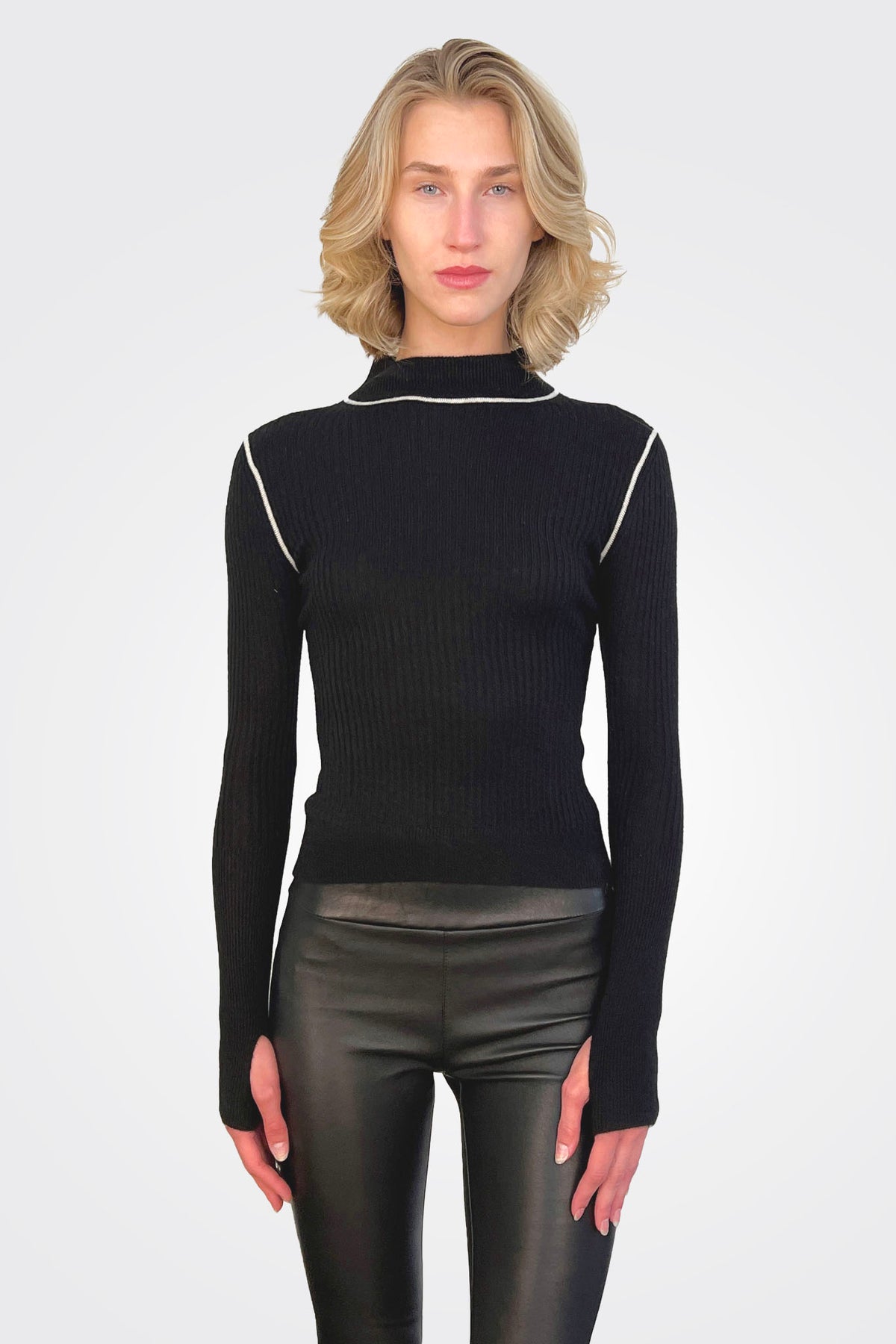 Stitch Mockneck - Black by 360 Cashmere | 25 South Boutiques