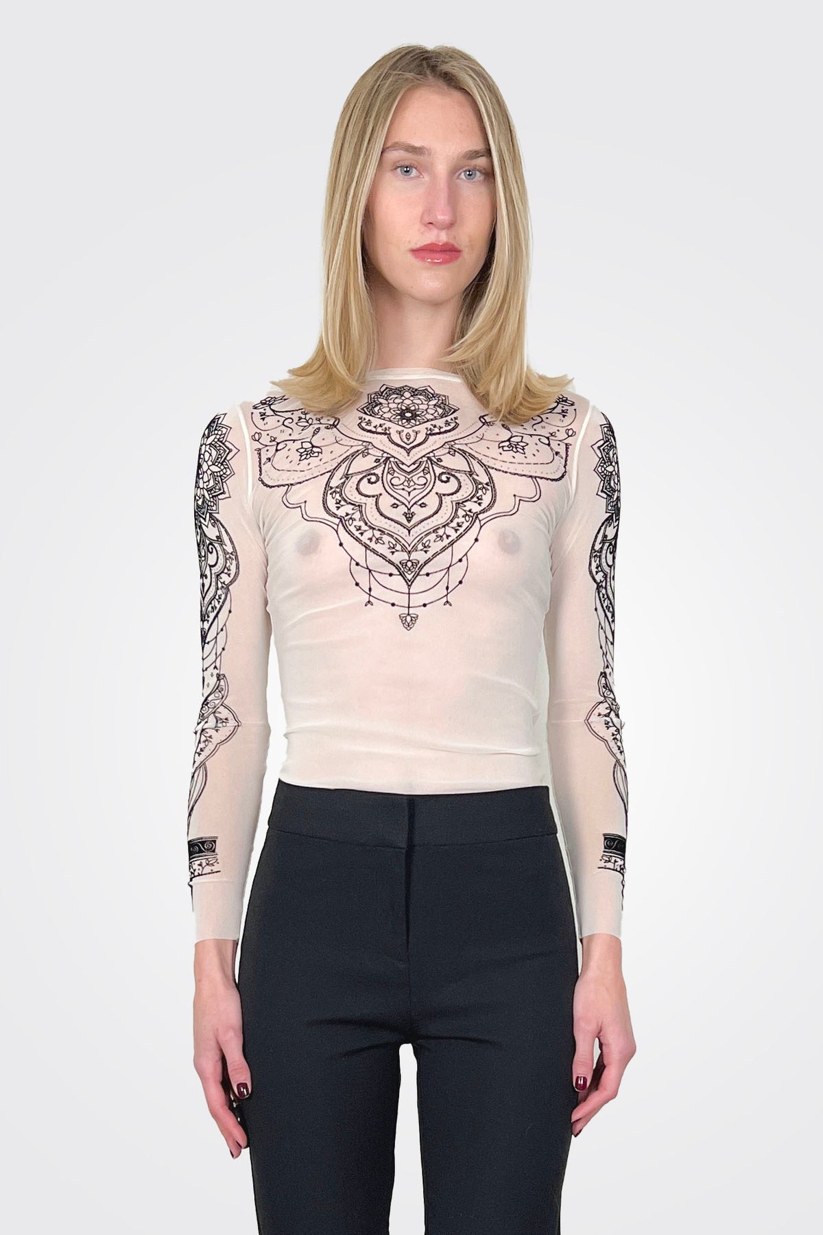 Tulle Tatto Flock Shirt - Black by D. Exterior | 25 South Boutiques