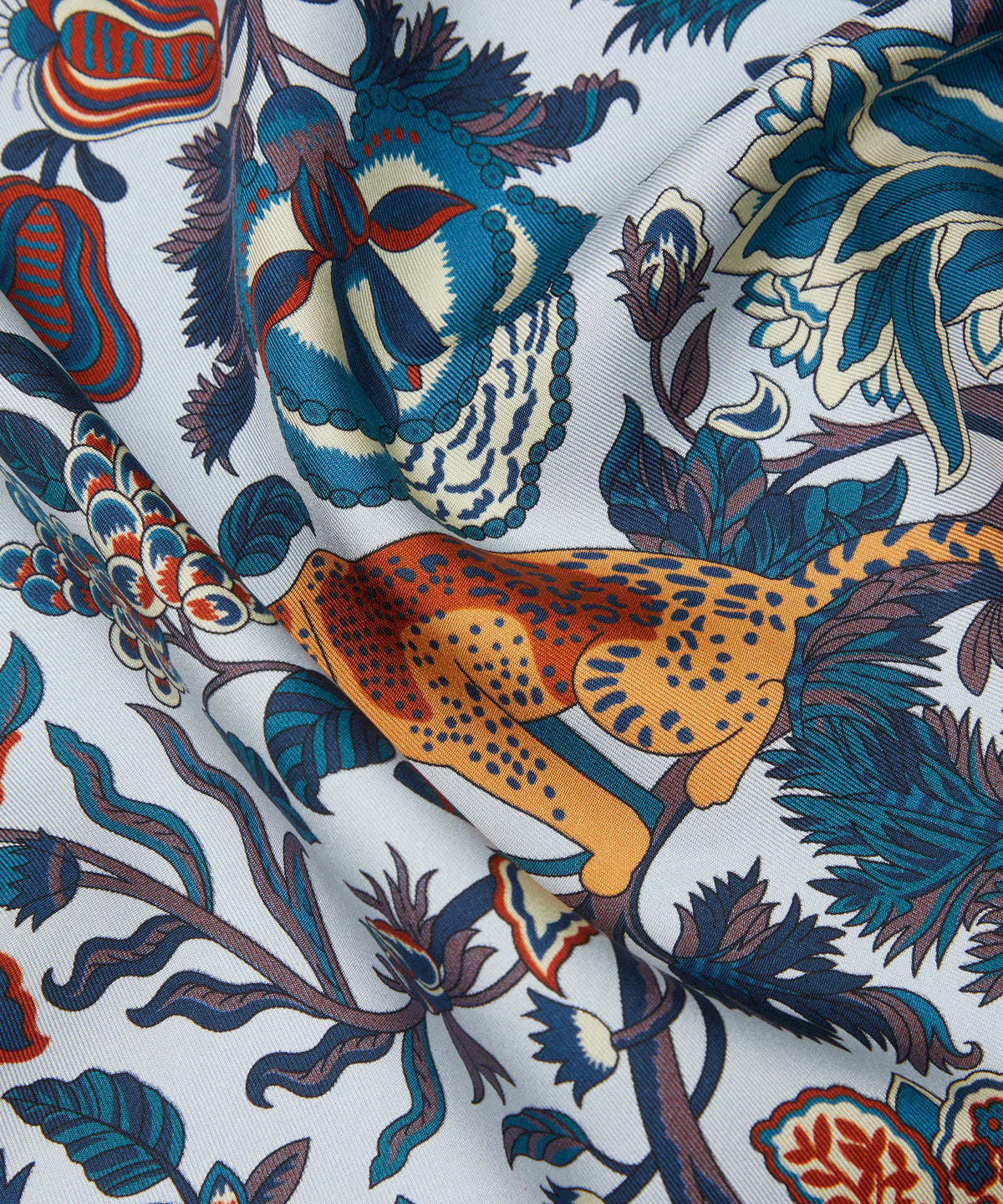 Liberty London Tropical Tree of Life Silk Scarf 90 - Blue, view 5