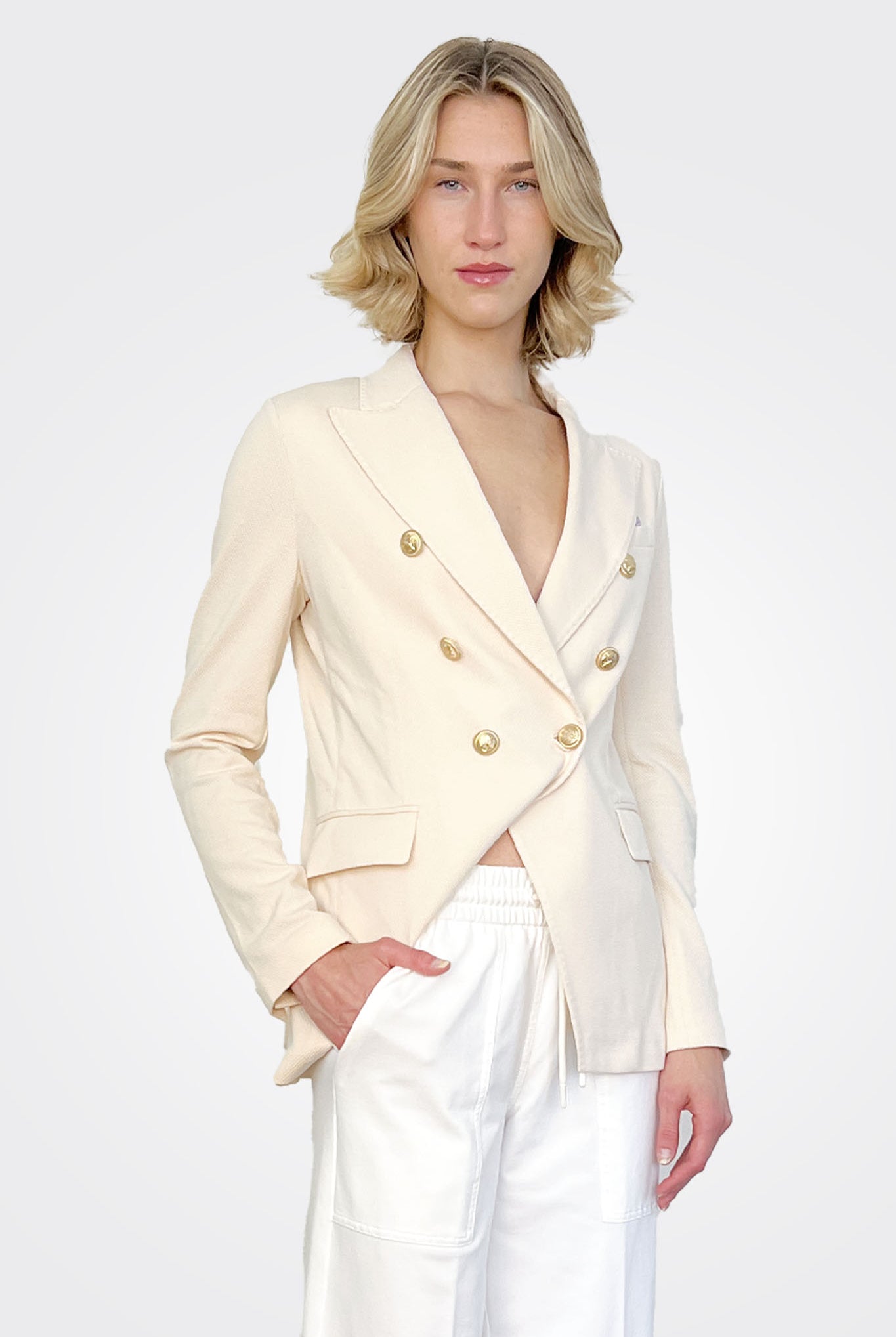 Double Breasted Blazer - Latte by Circolo | 25 South Boutiques