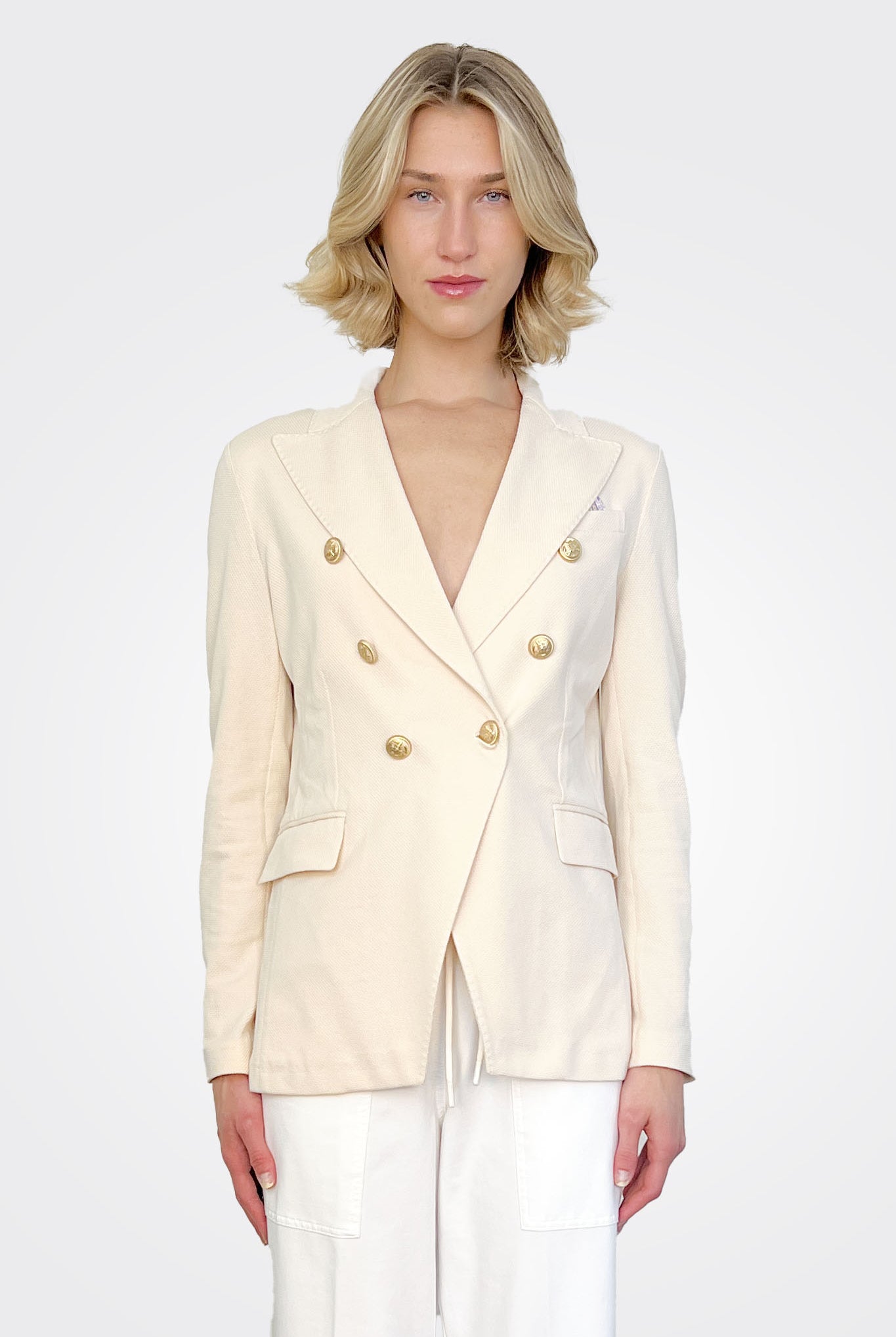 Double Breasted Blazer - Latte by Circolo — alternate view