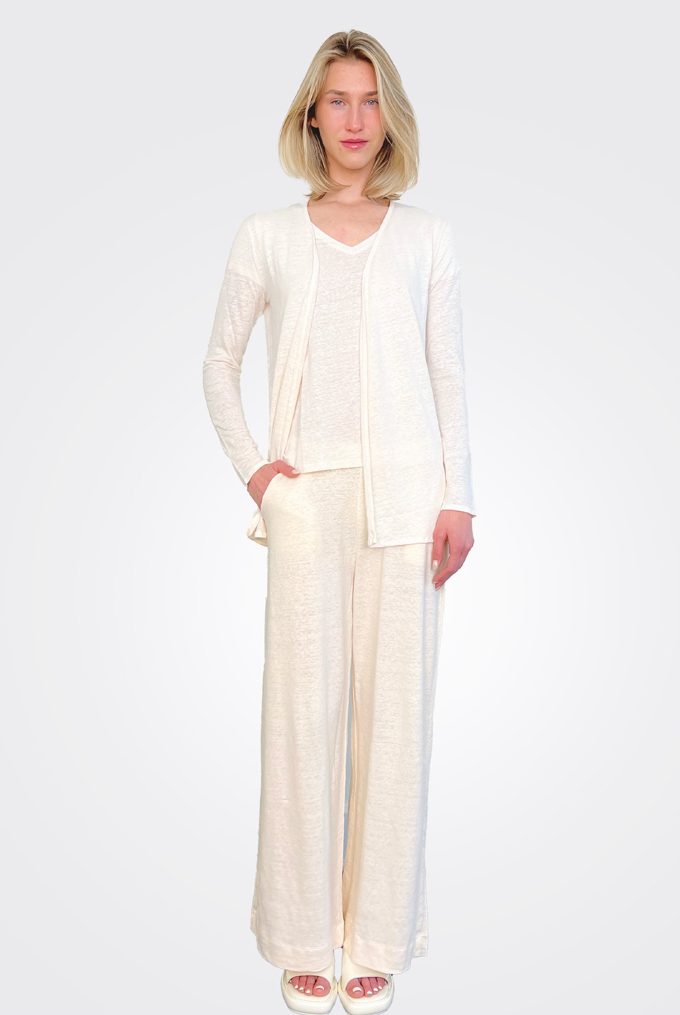 Wide Leg Comfort Trousers - Ivory by Majestic | 25 South Boutiques