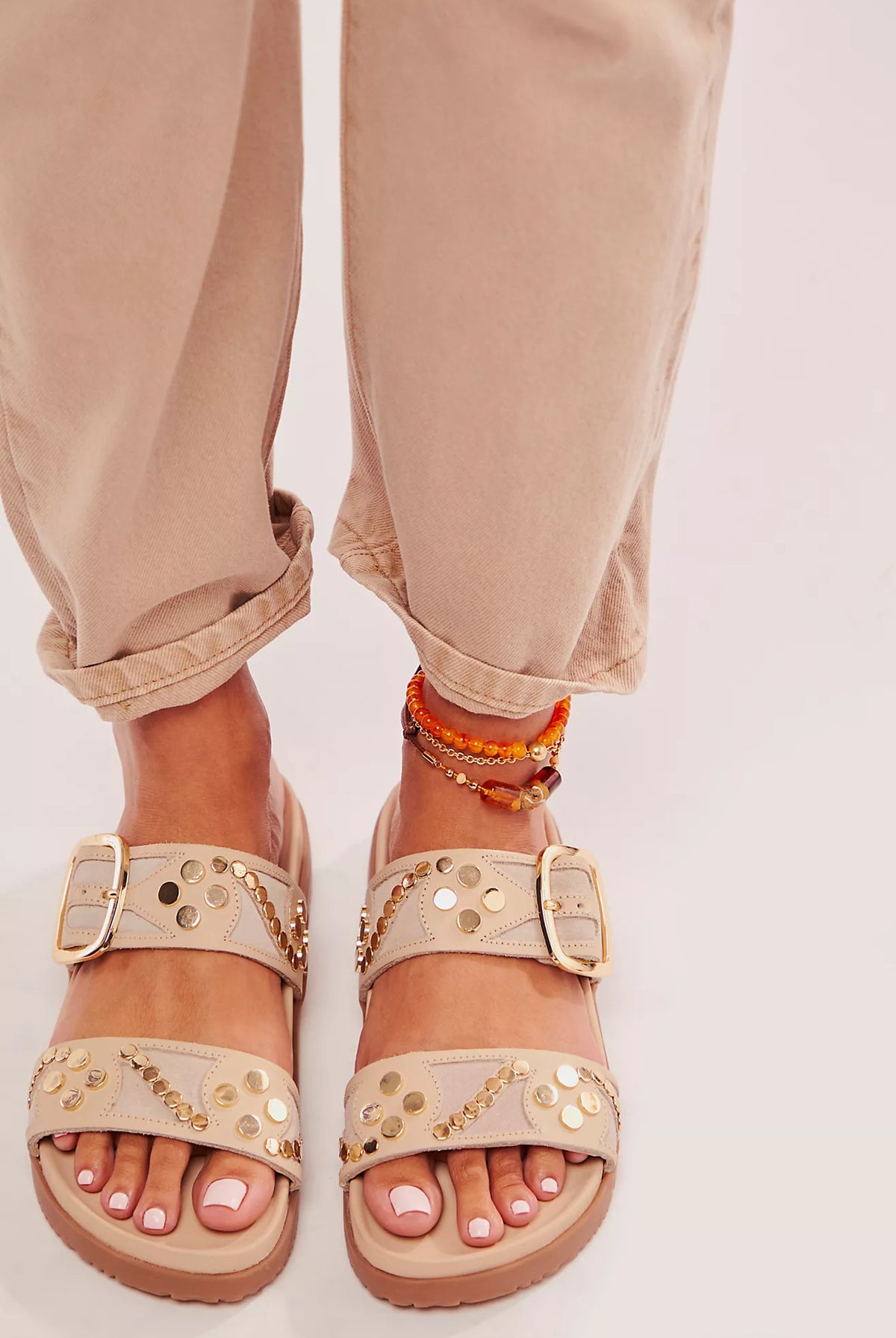Reverly Studded Sandals - Plaster by Free People — view 3