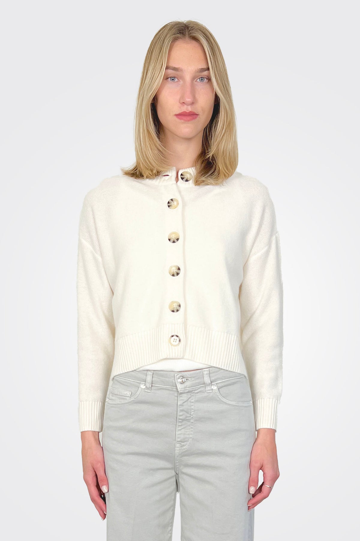 Nina Cashmere Cardigan - Ecru by Archer Cashmere — alternate view