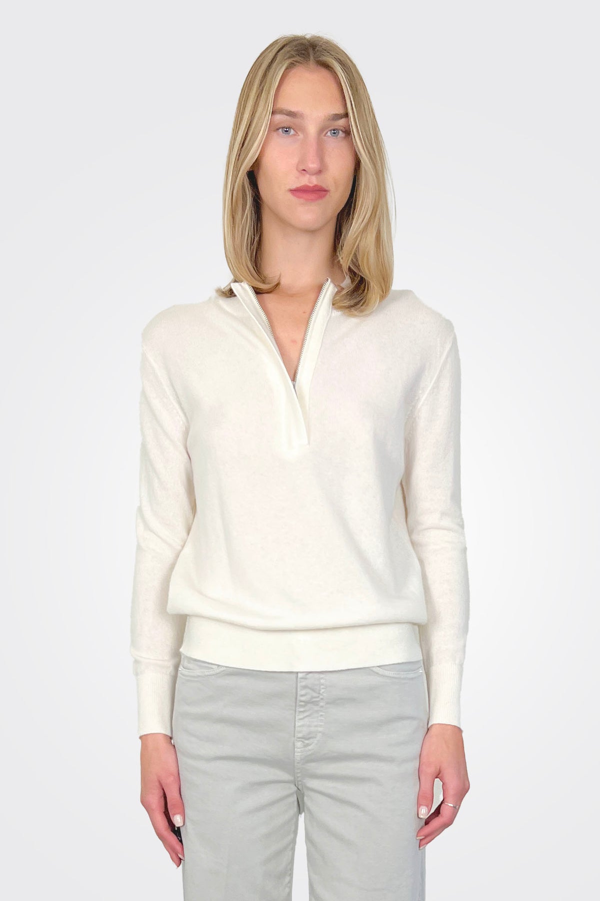 Aspen Cashmere Zip - Ecru by Archer Cashmere | 25 South Boutiques